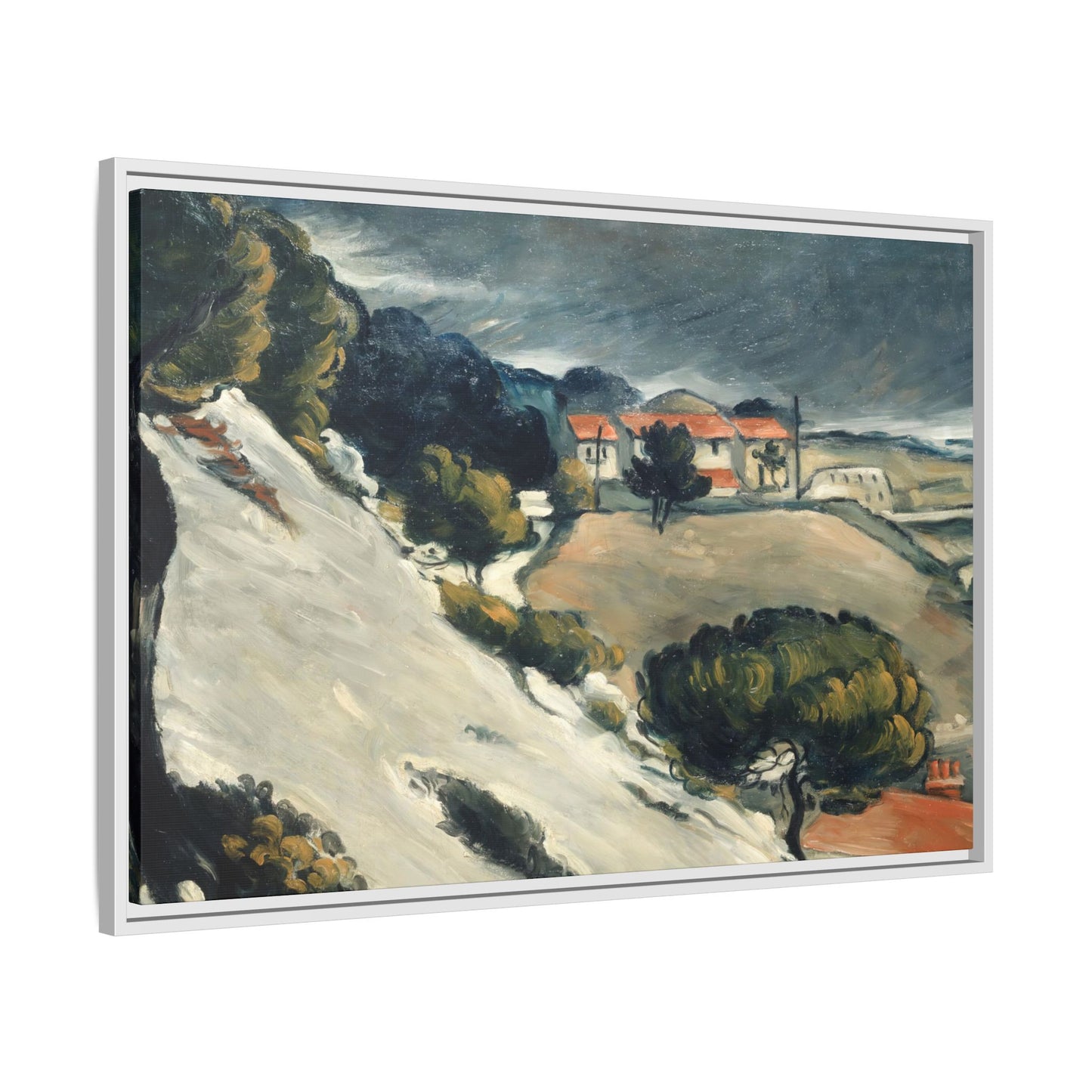 Cézanne, Paul - L’Estaque, Melting Snow (1870) - Matte Canvas, Framed