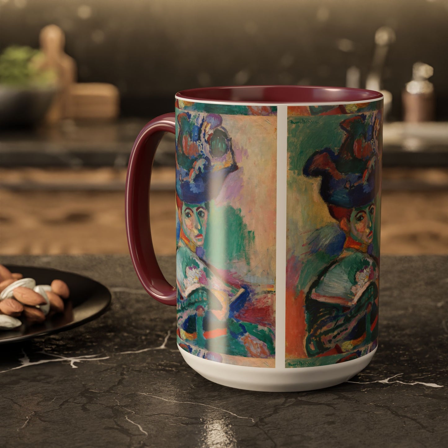 Matisse, Henri - Woman with a Hat (1905) - Colorful Accent Mugs