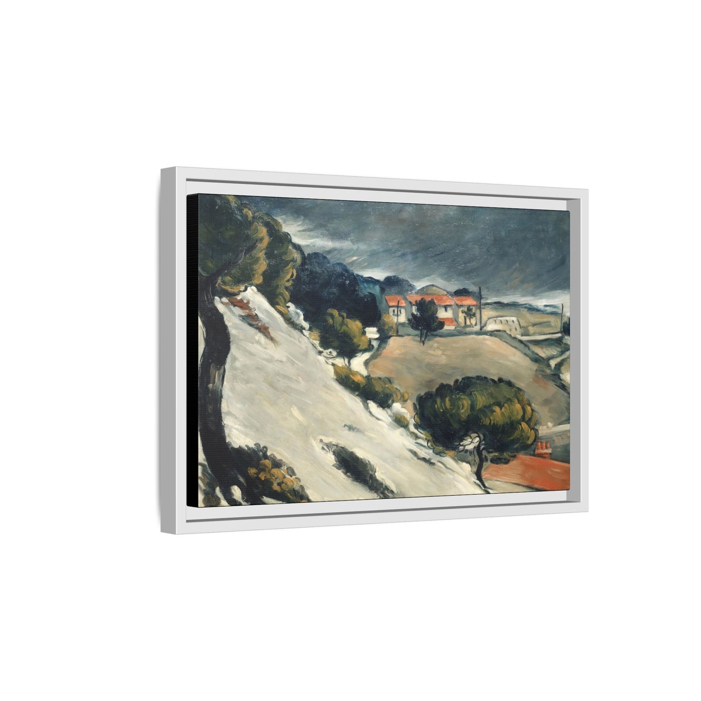 Cézanne, Paul - L’Estaque, Melting Snow (1870) - Matte Canvas, Framed