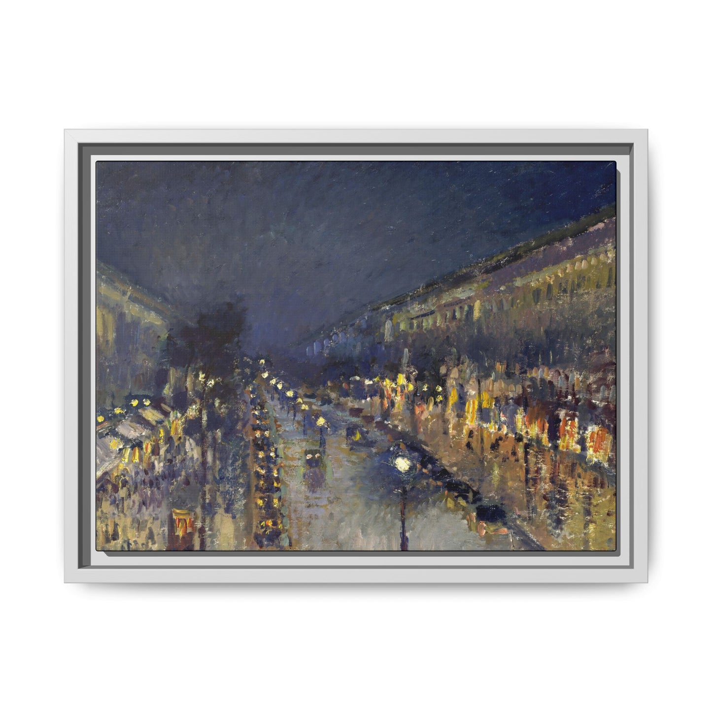 Pissarro, Camille - The Boulevard Montmartre At Night (1897) - Matte Canvas, Framed