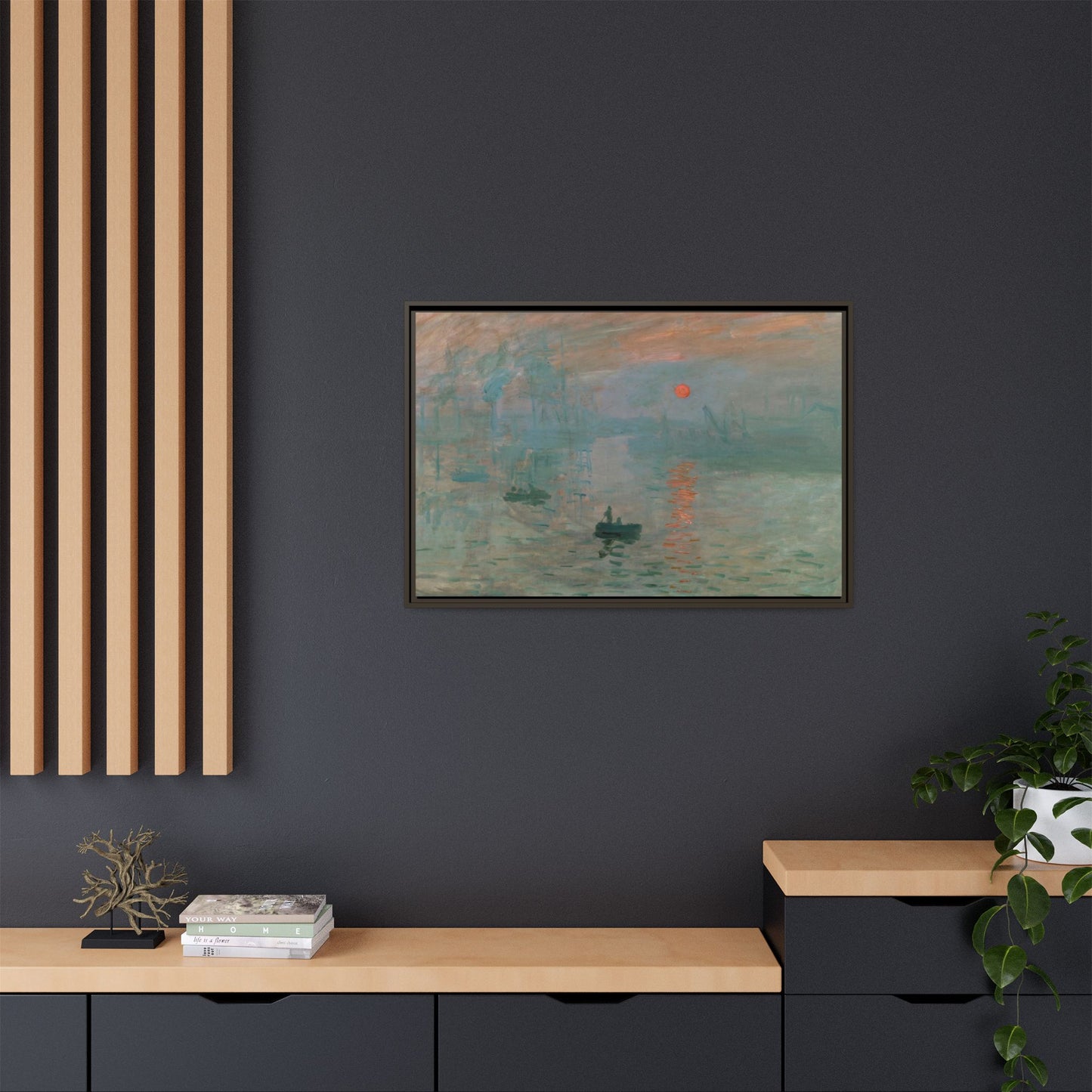 Monet, Claude - Impression, Sunrise (1872) - Matte Canvas, Framed