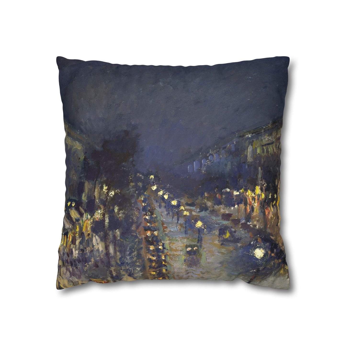 Pissarro, Camille - The Boulevard Montmartre At Night (1897) - Suede Square Pillowcase