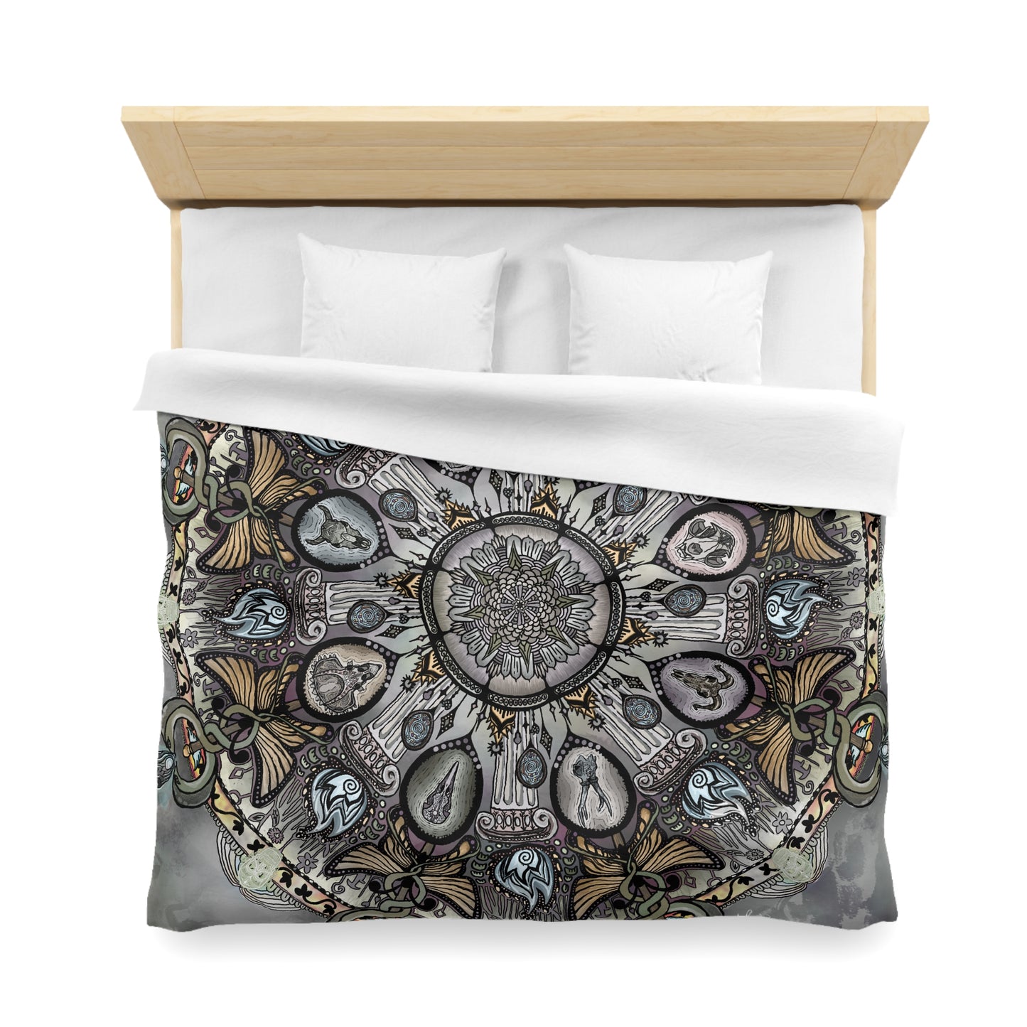 Pacio, Adam - Memento Mori Mandala - Microfiber Duvet Cover