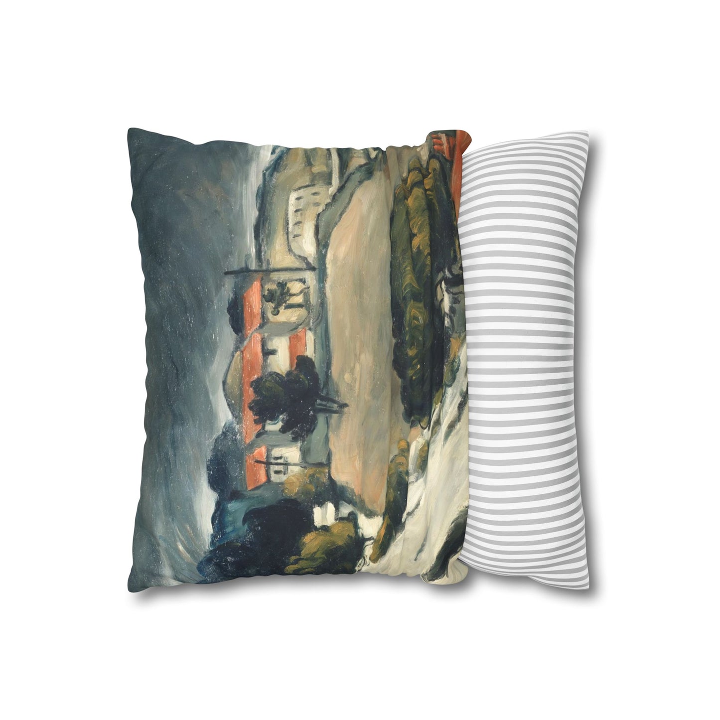 Cézanne, Paul - L’Estaque, Melting Snow (1870) - Suede Square Pillowcase