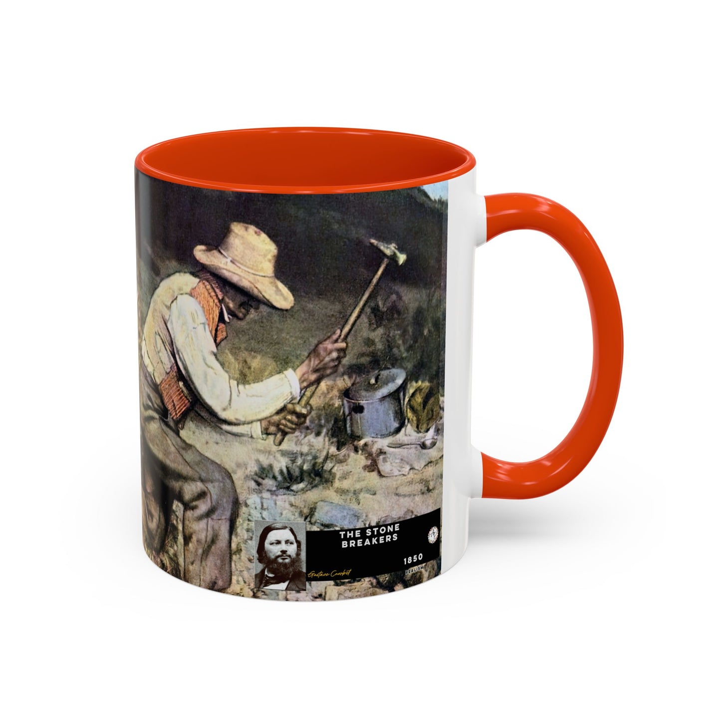 Courbet, Gustave - The Stone Breakers (1850) - Colorful Accent Mugs