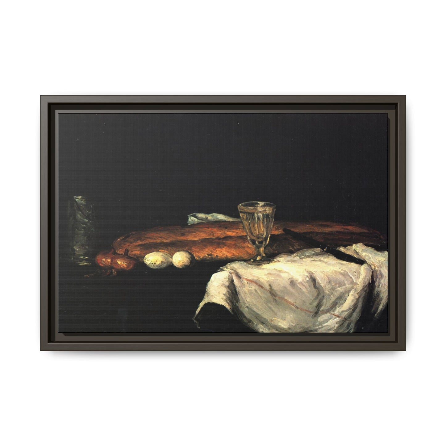 Cézanne, Paul - Still Life with Bread and Eggs (1865) - Matte Canvas, Framed