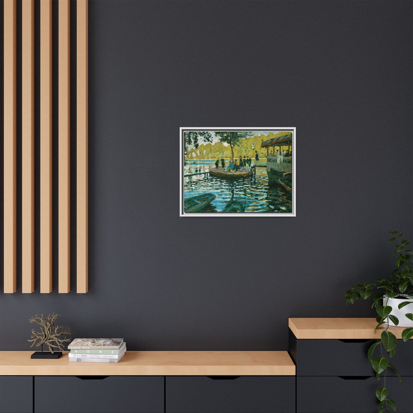 Monet, Claude - La Grenouillere (1869) - Matte Canvas, Framed