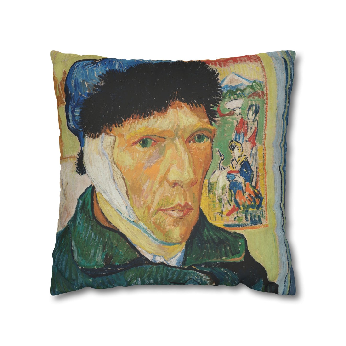 Van Gogh, Vincent - Self Portrait with Bandaged Ear (1889) - Suede Square Pillowcase