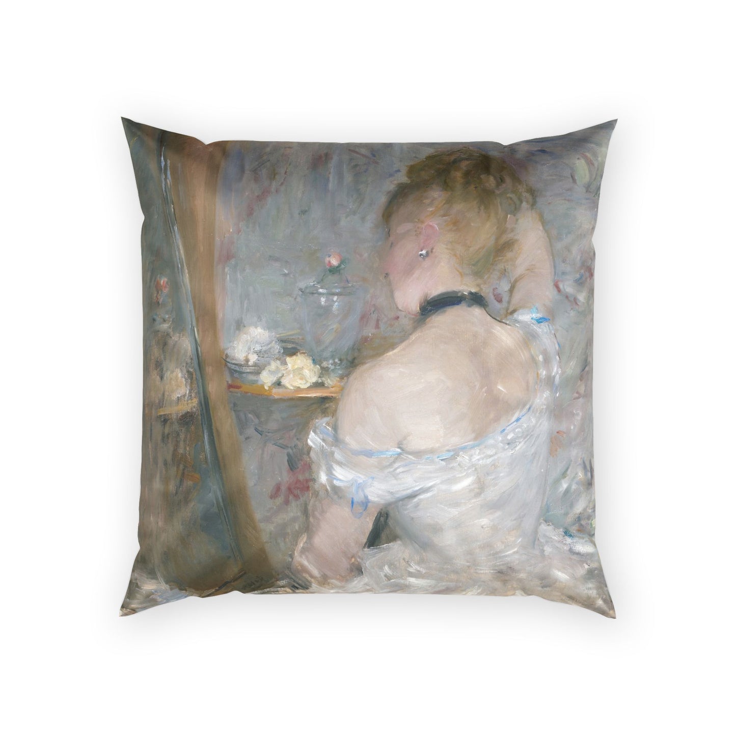 Morisot, Berthe - Woman at Her Toilette (1880) - Poly Velvet Pillow