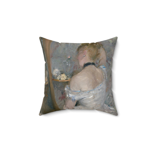 Morisot, Berthe - Woman at Her Toilette (1880) - Suede Square Pillow