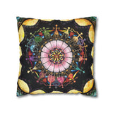 Obsidian Grandmothers Mandala - Suede Square Pillowcase