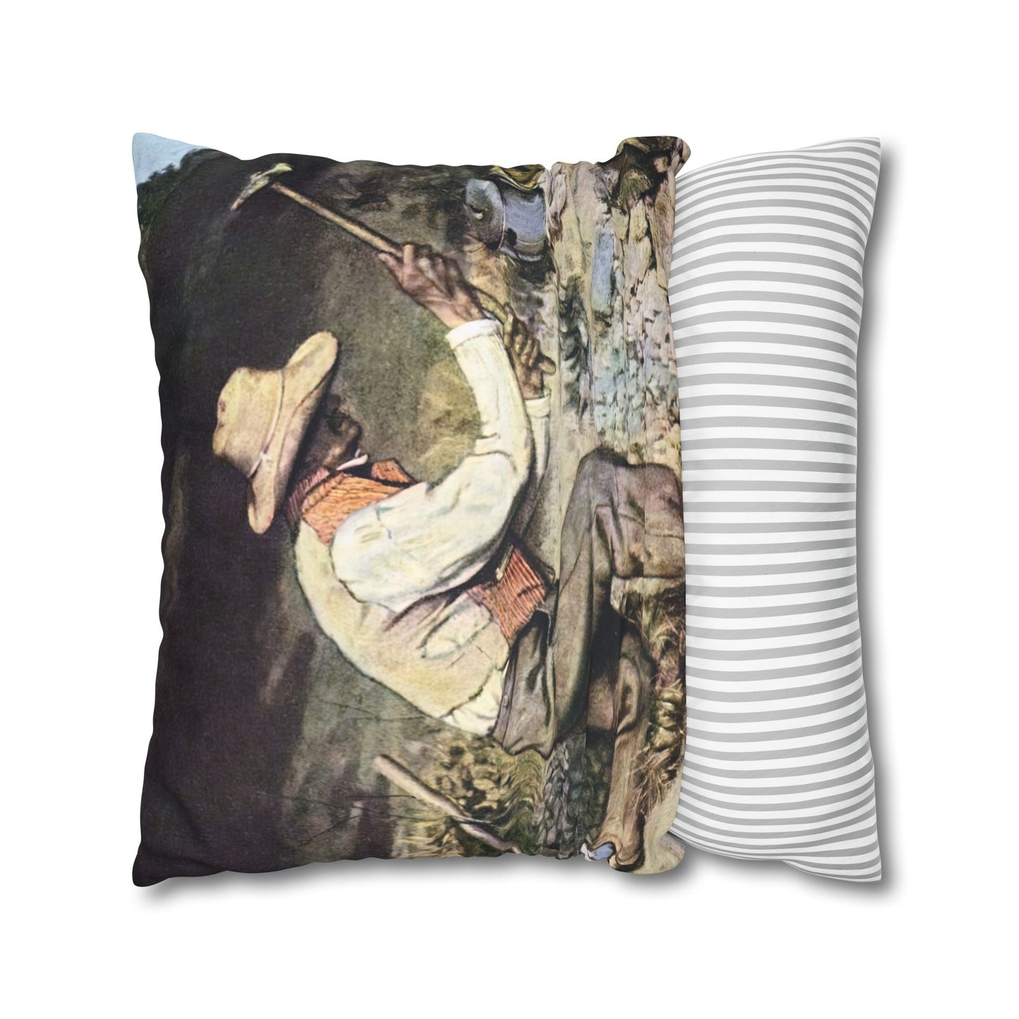 Courbet, Gustave - The Stone Breakers (1850) - Suede Square Pillowcase