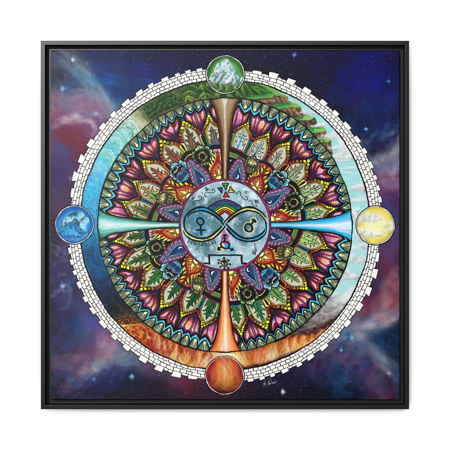 Lunar Rites Mandala - Framed Matte Canvas