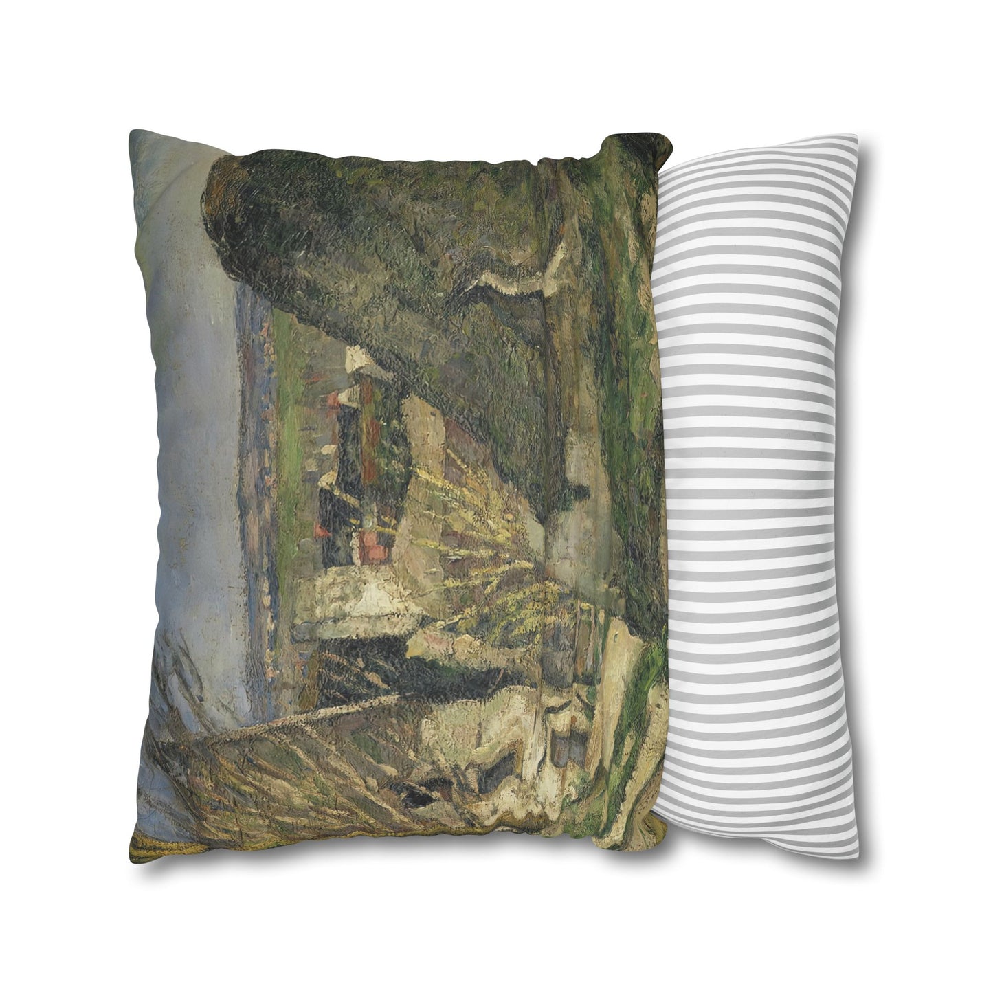 Cézanne, Paul - The House of the Hanged Man, Auvers-sur-Oise (1874) - Suede Square Pillowcase