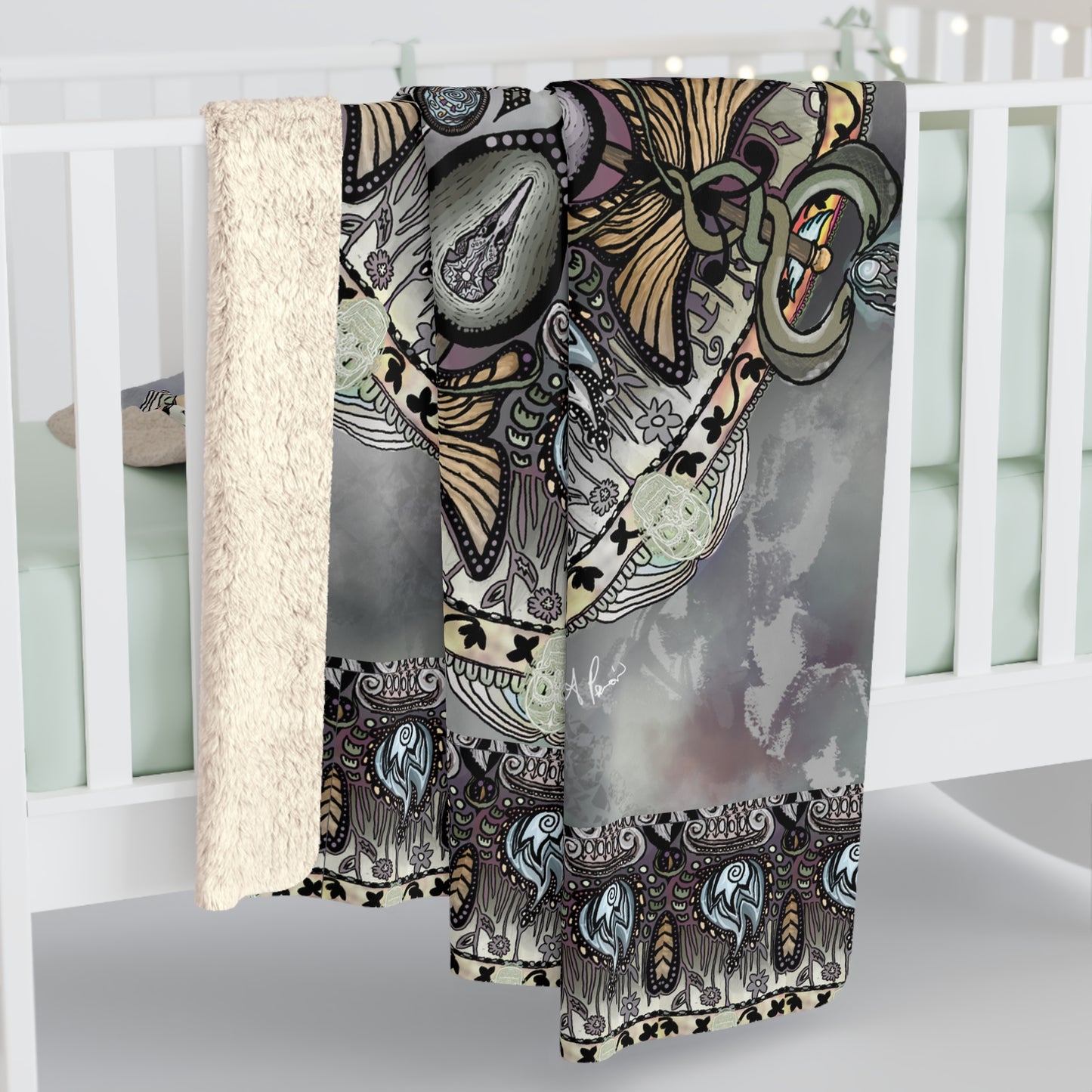 Memento Mori Mandala - Sherpa Fleece Blanket