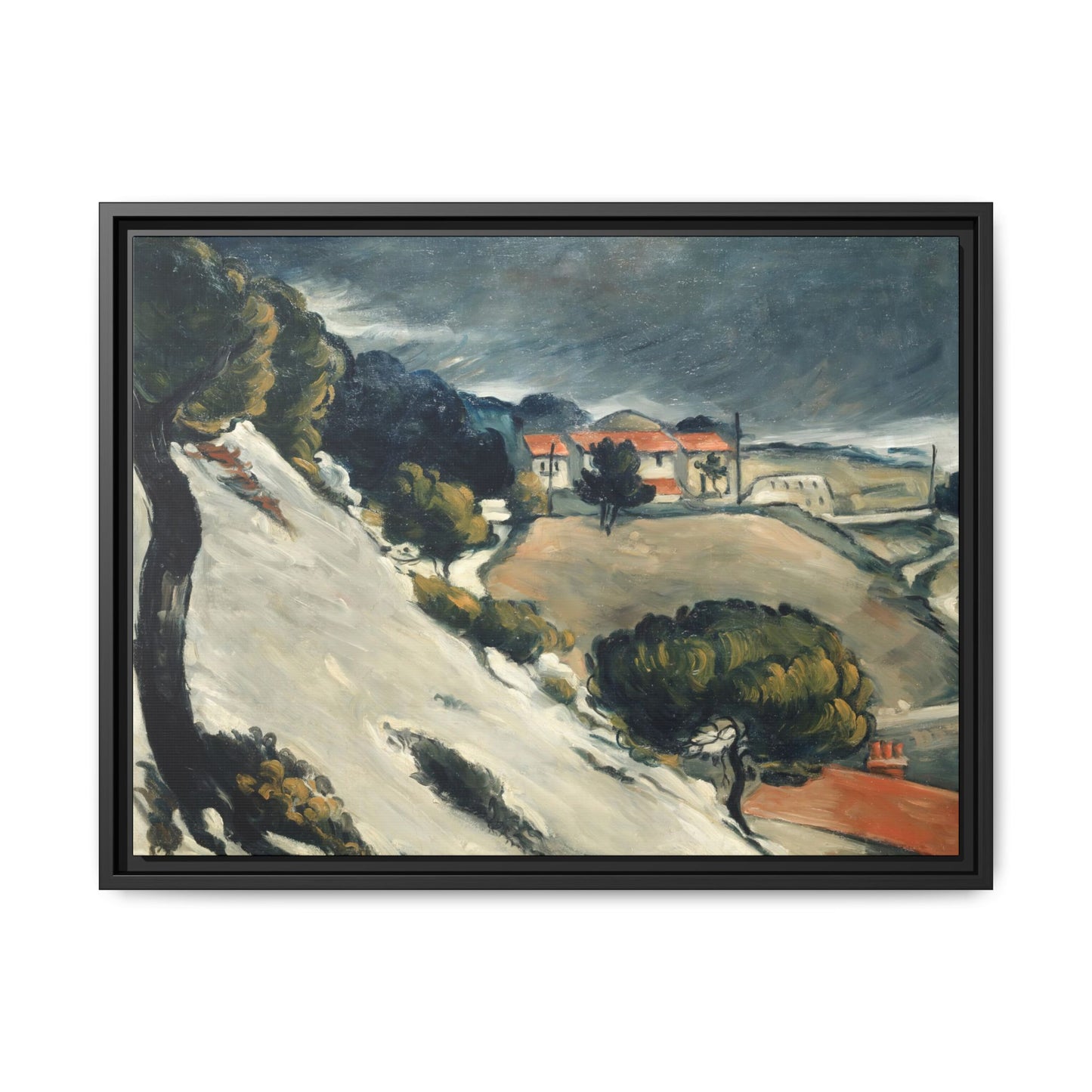 Cézanne, Paul - L’Estaque, Melting Snow (1870) - Matte Canvas, Framed