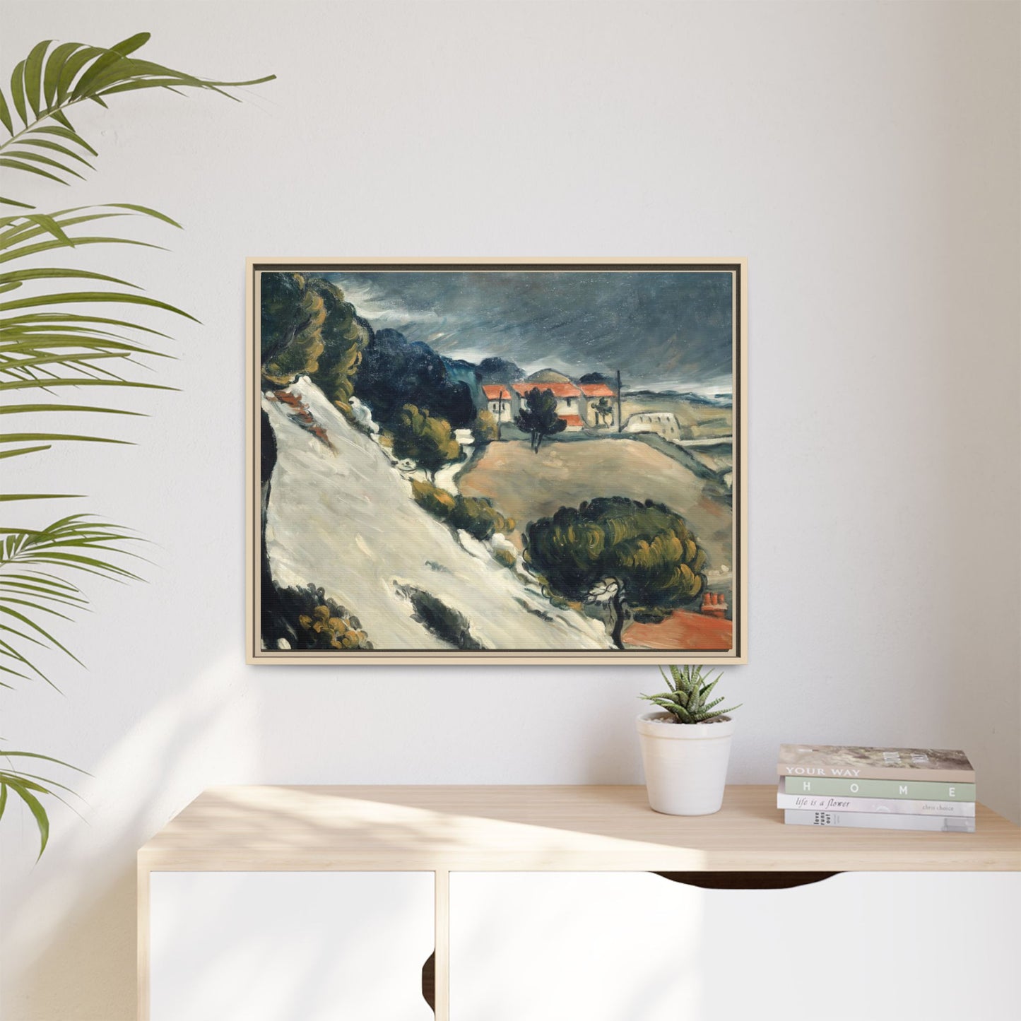 Cézanne, Paul - L’Estaque, Melting Snow (1870) - Matte Canvas, Framed