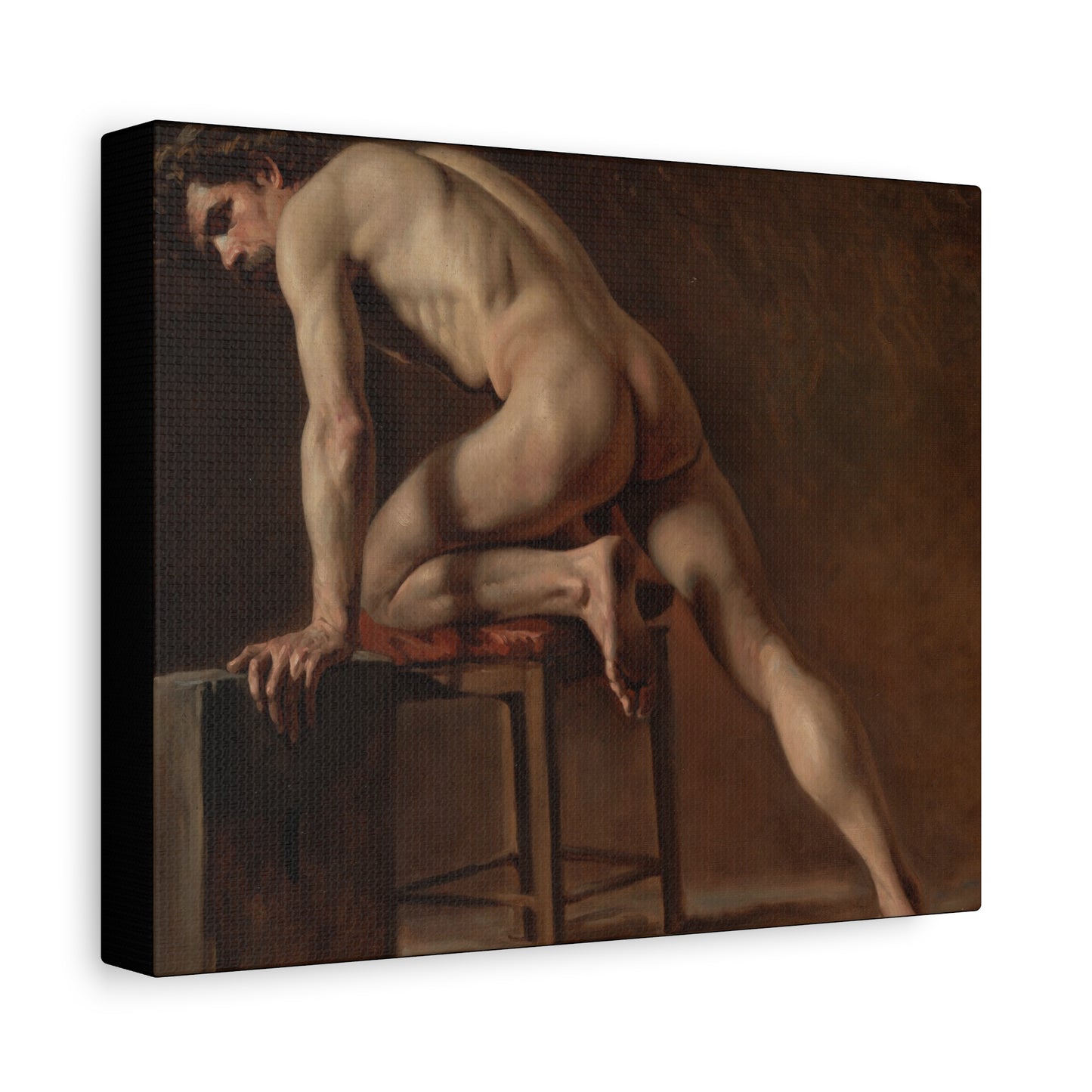 Courbet, Gustave - Study of a Nude Man (1840) - Canvas Block, unframed