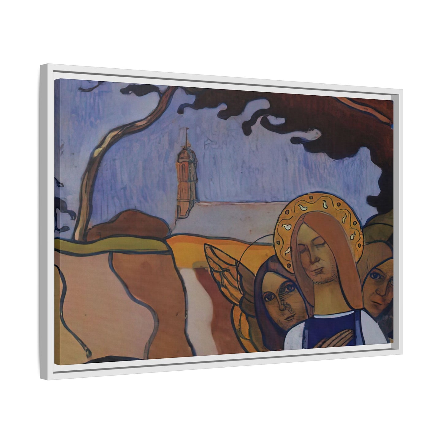 Filiger, Charles - Virgin and Two Angels (1895) - Matte Canvas, Framed