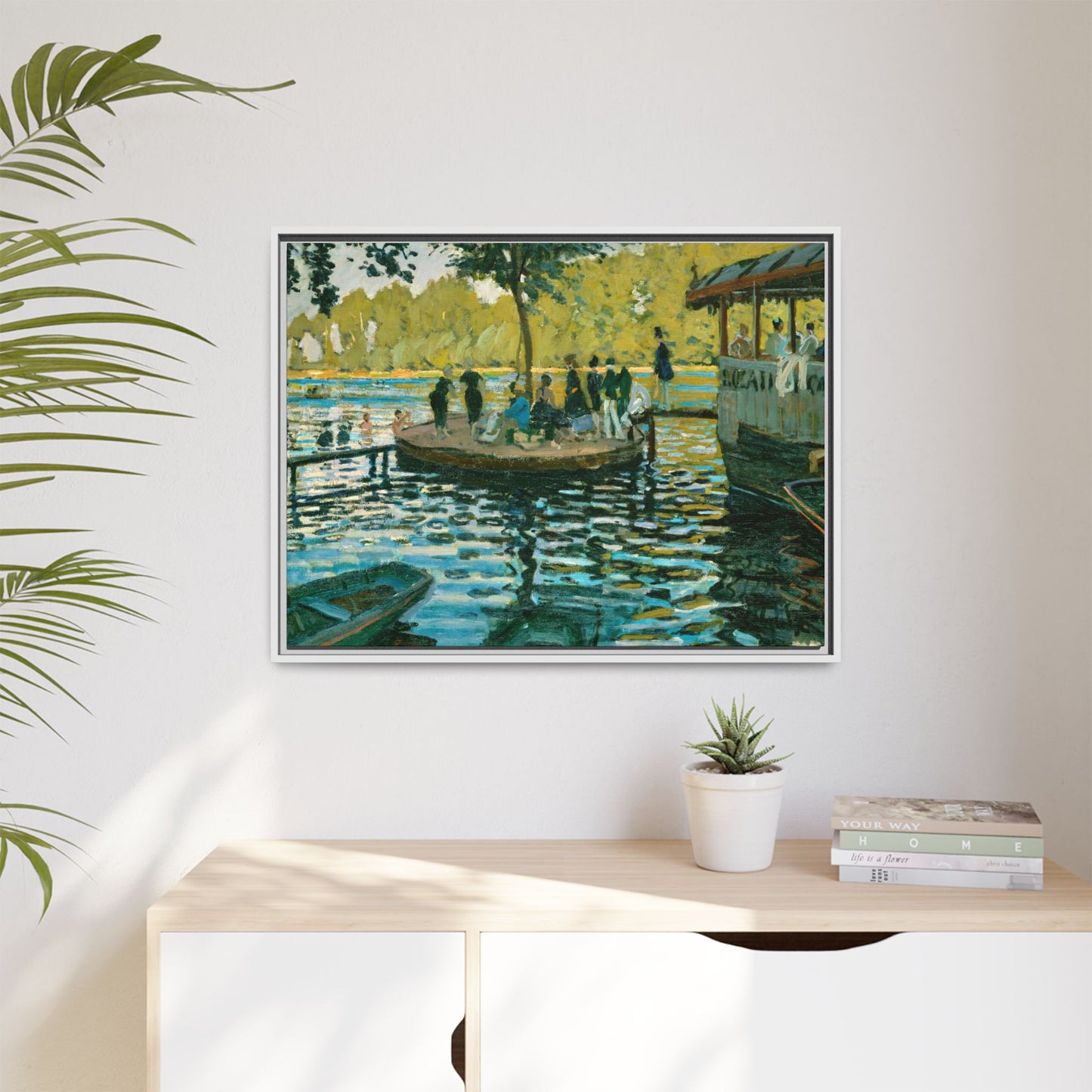 Monet, Claude - La Grenouillere (1869) - Matte Canvas, Framed