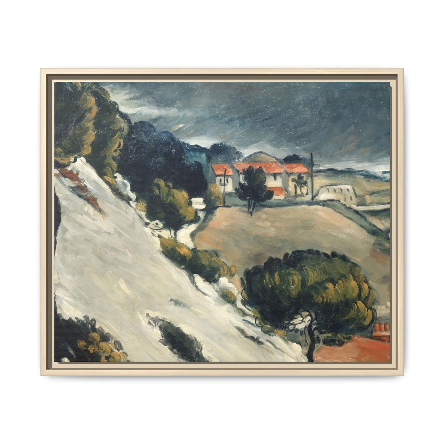 Cézanne, Paul - L’Estaque, Melting Snow (1870) - Matte Canvas, Framed