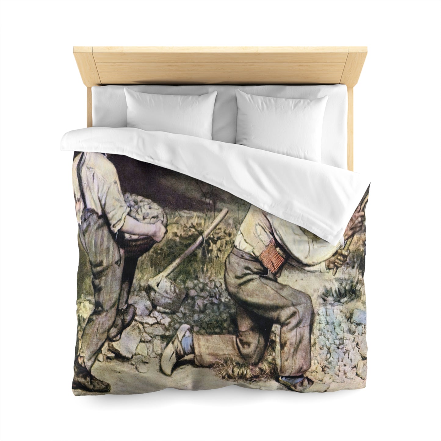 Courbet, Gustave - The Stone Breakers (1850) - Microfiber Duvet Cover