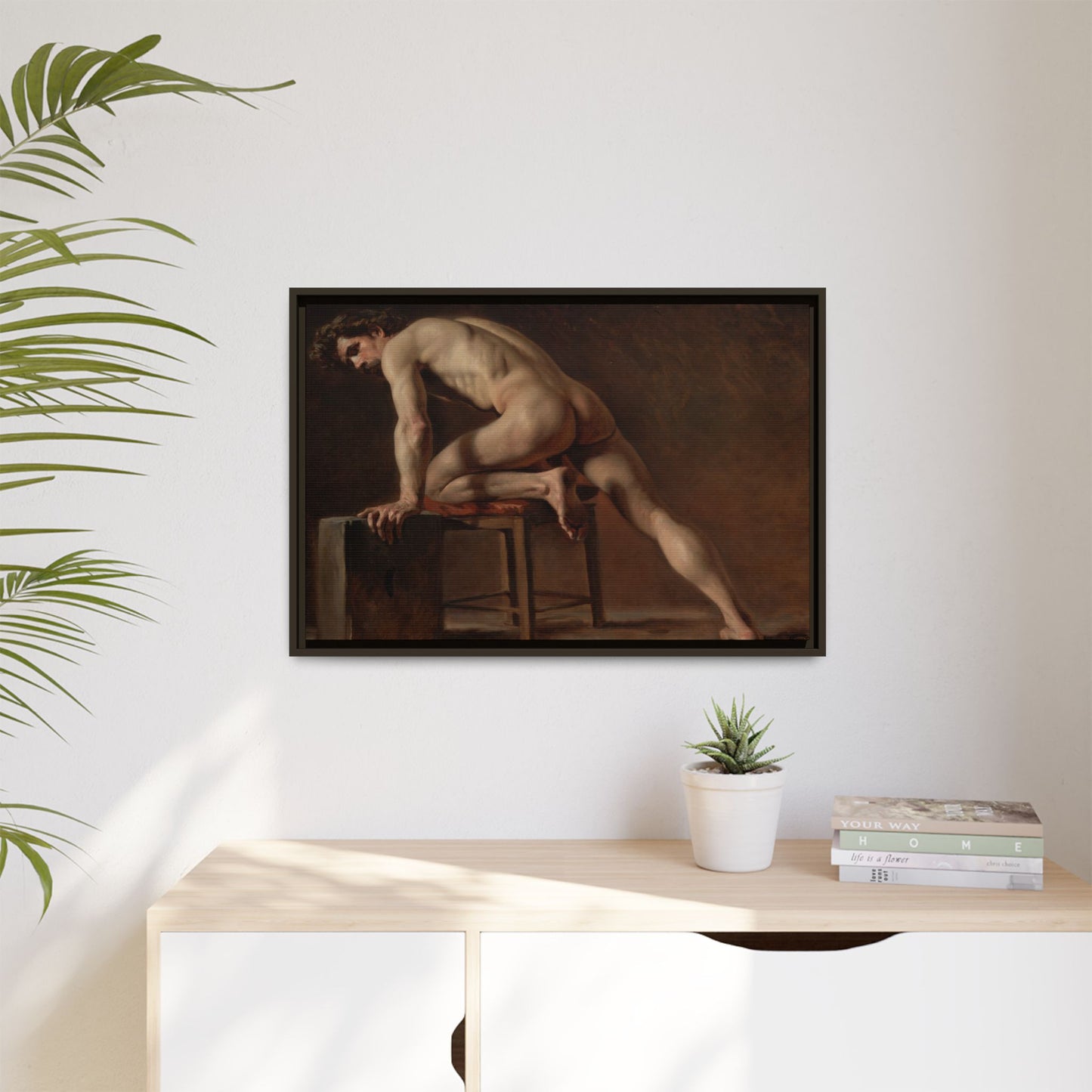 Courbet, Gustave - Study of a Nude Man (1840) - Matte Canvas, Framed