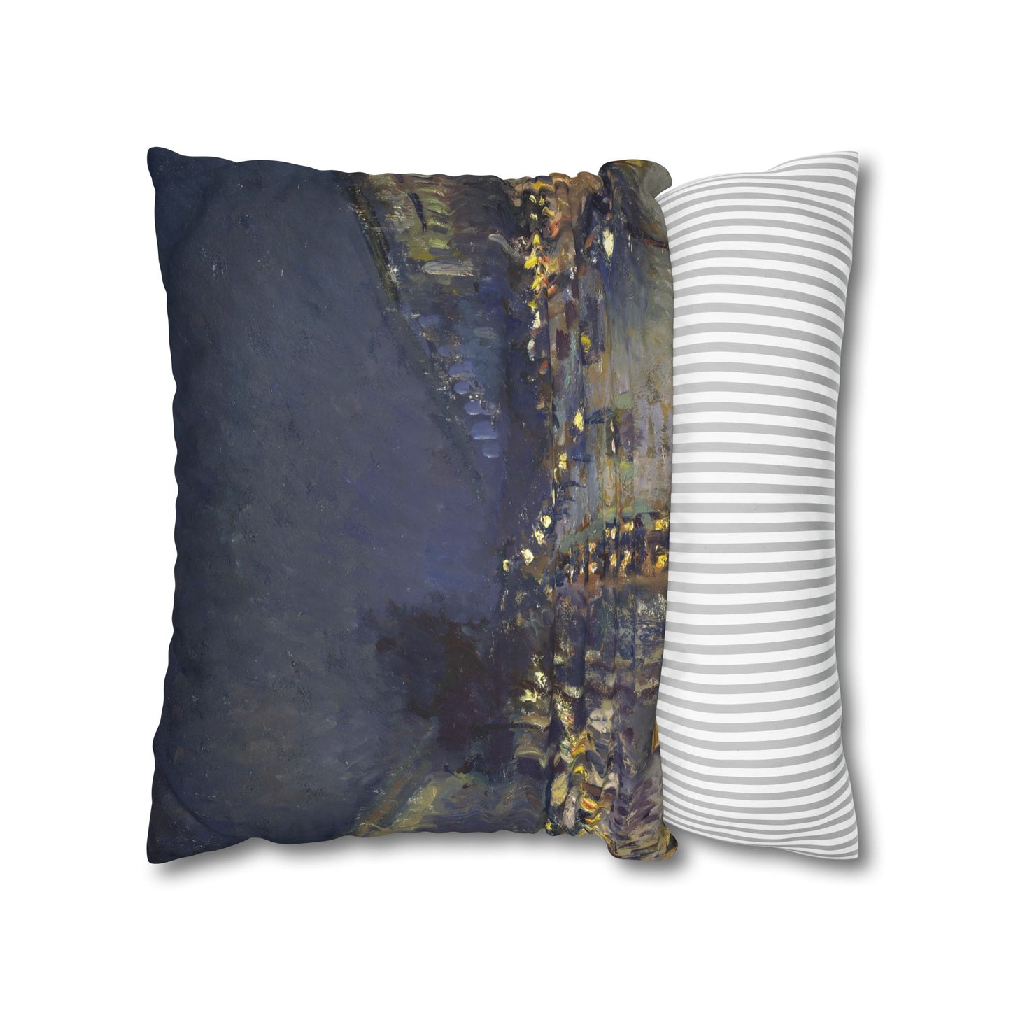 Pissarro, Camille - The Boulevard Montmartre At Night (1897) - Suede Square Pillowcase