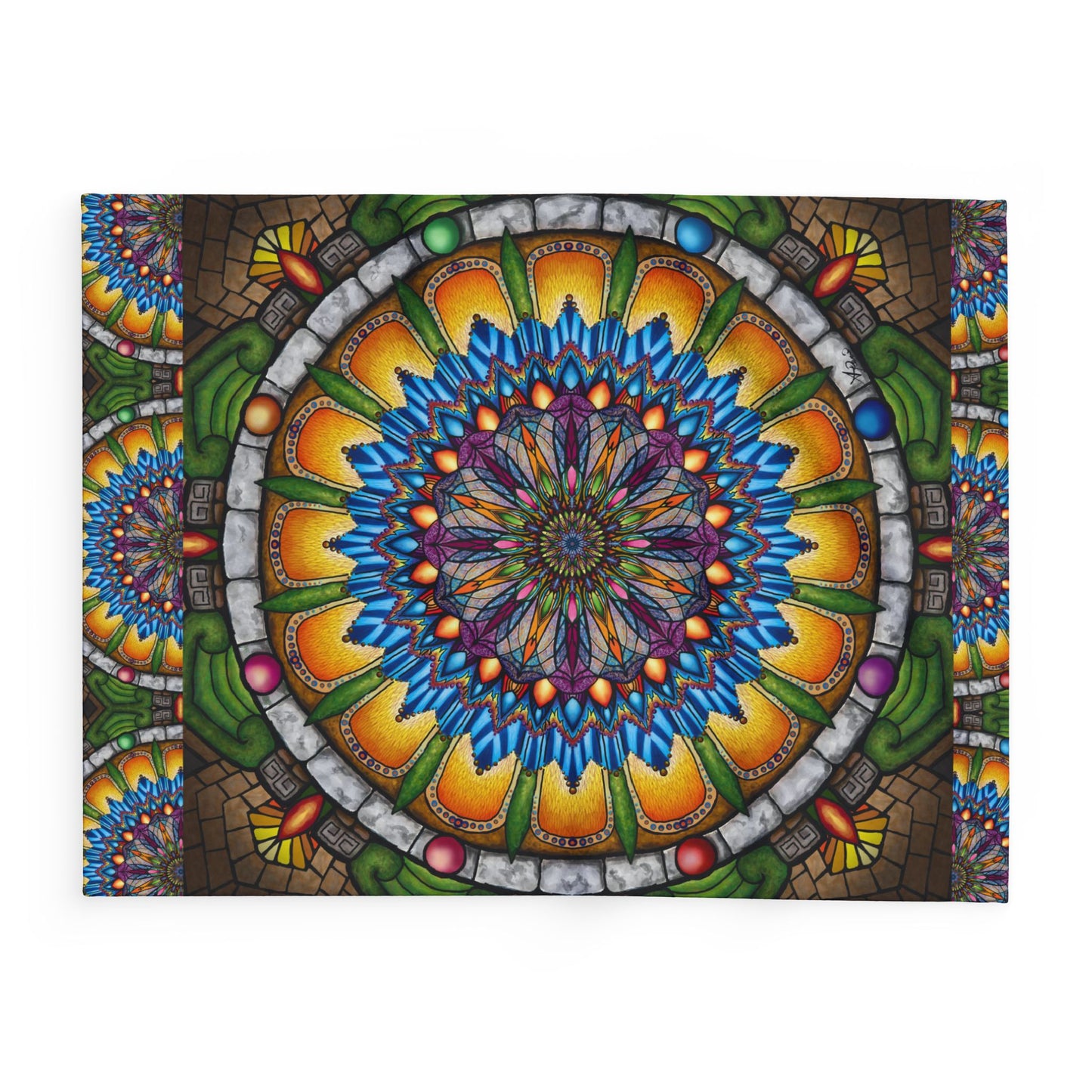 Pacio, Adam - Emerald Arrows Mandala - Arctic Fleece Blanket