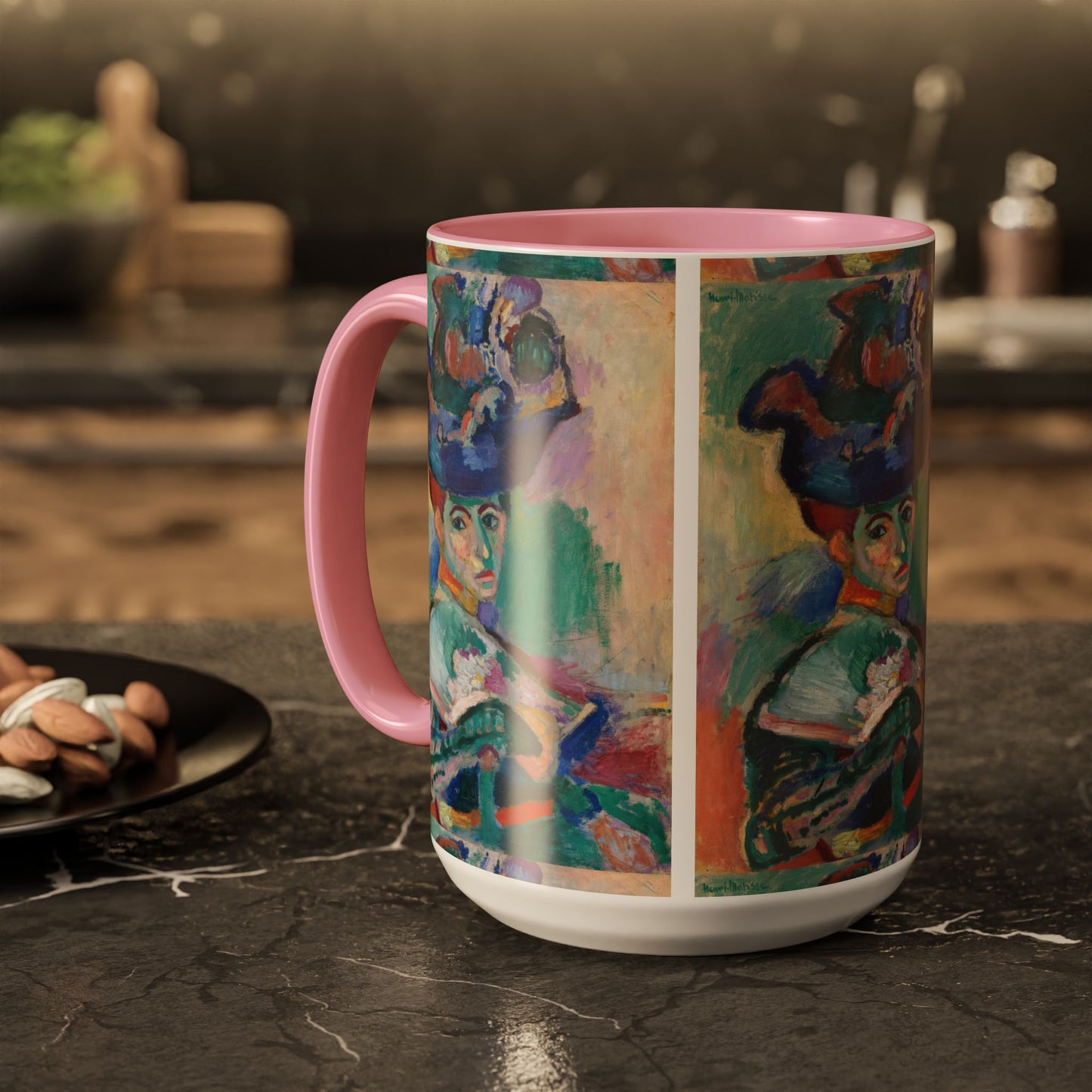 Matisse, Henri - Woman with a Hat (1905) - Colorful Accent Mugs