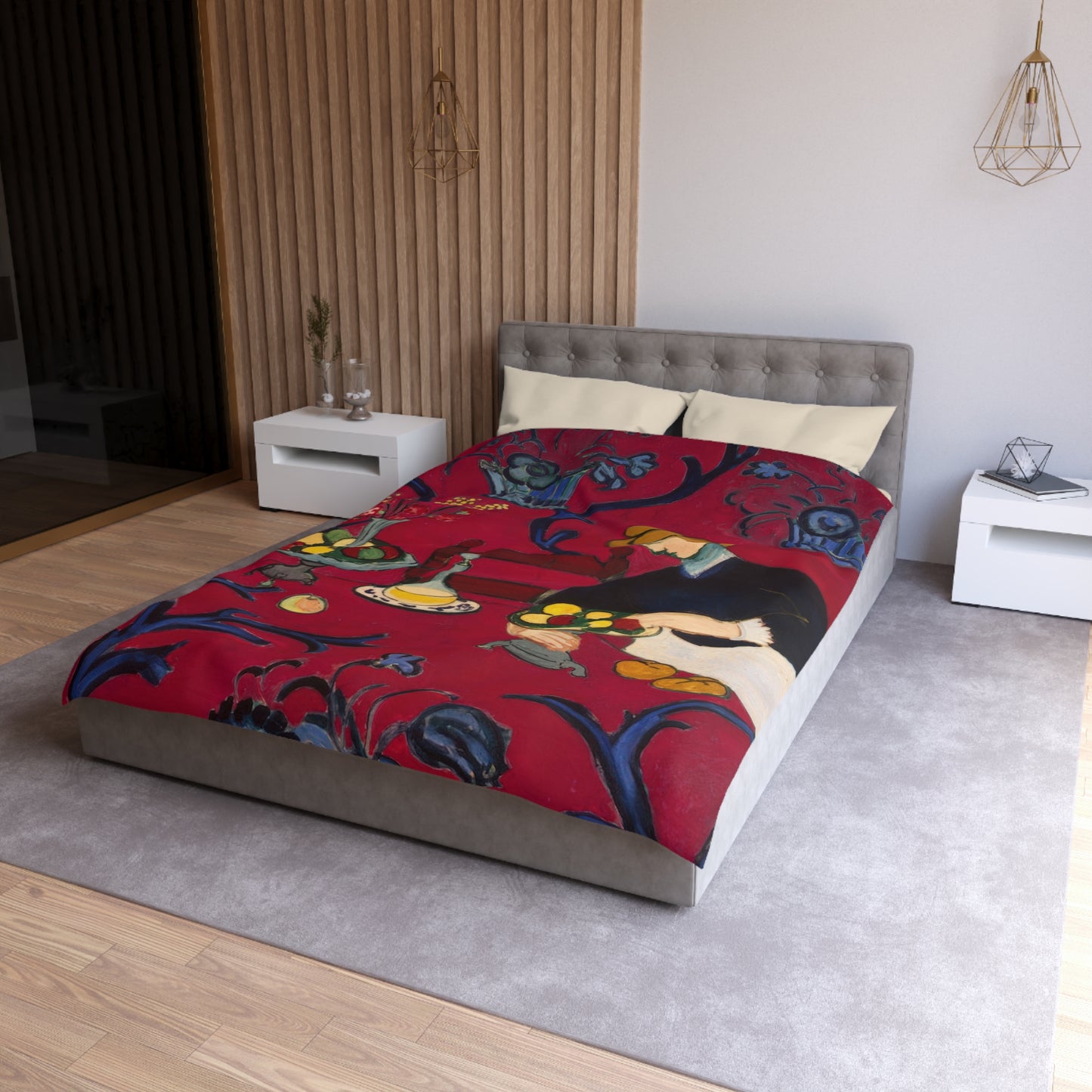 Matisse, Henri - The Dessert Harmony in Red (1908) - Microfiber Duvet Cover