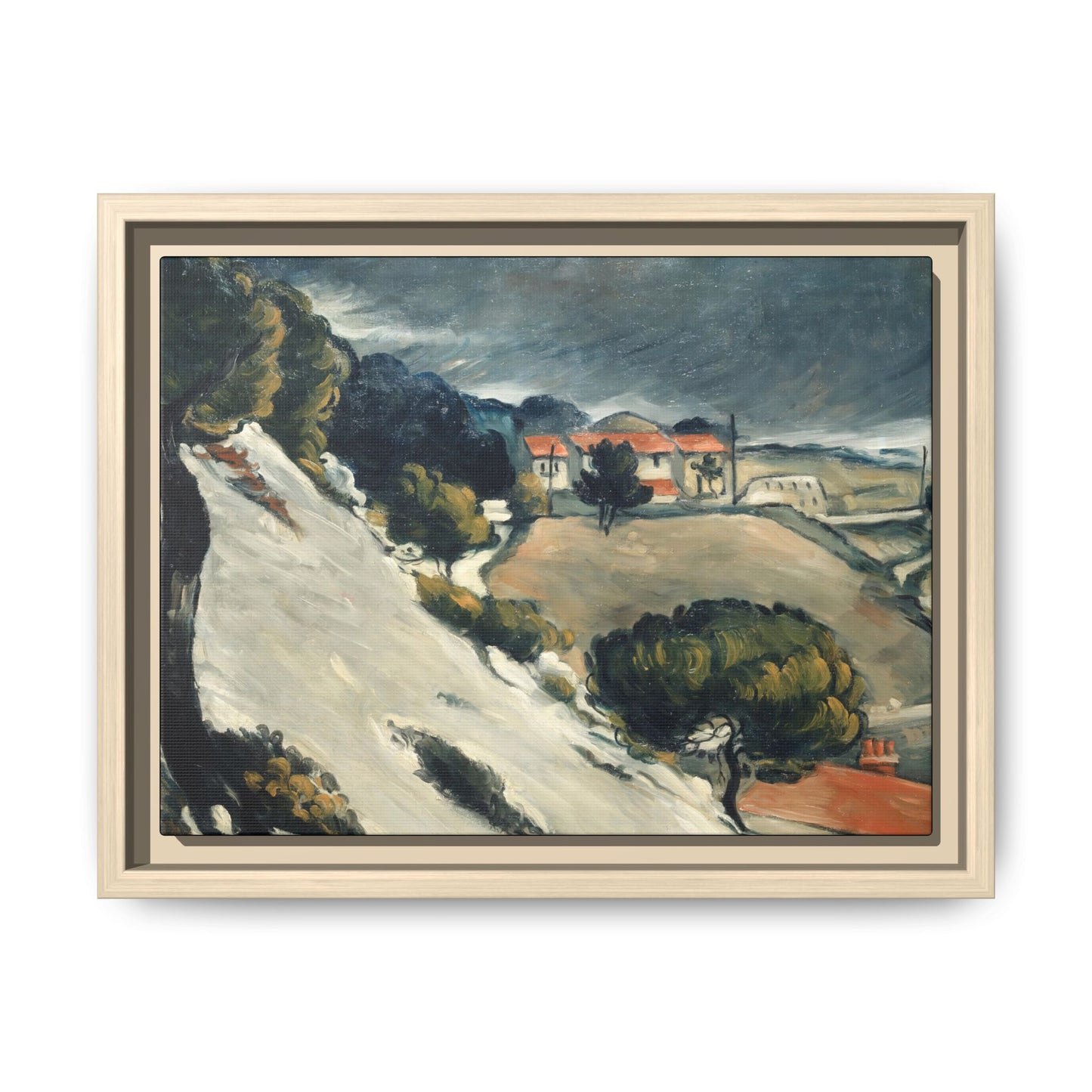Cézanne, Paul - L’Estaque, Melting Snow (1870) - Matte Canvas, Framed