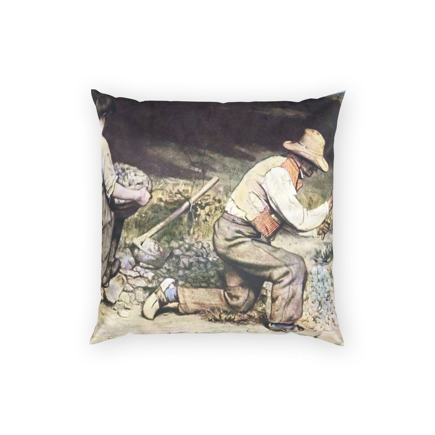 Courbet, Gustave - The Stone Breakers (1850) - Poly Velvet Pillow