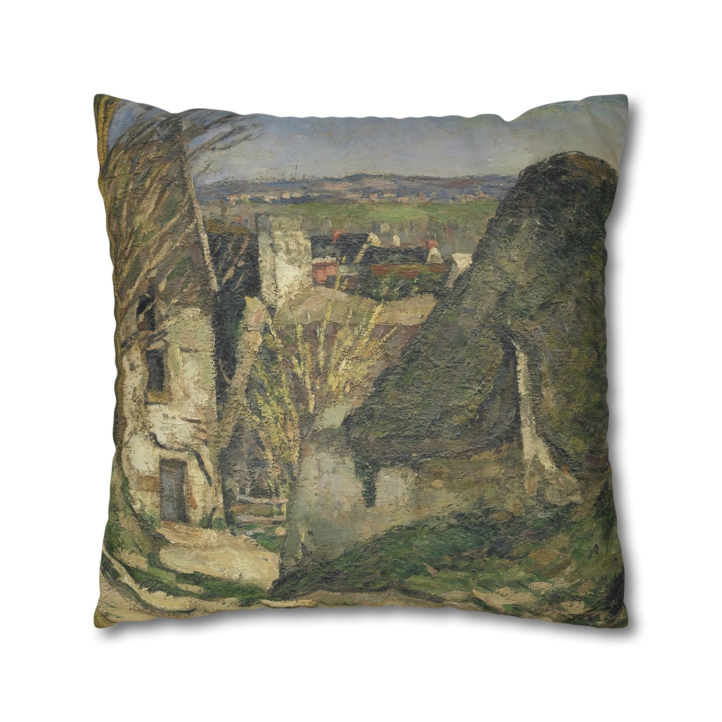 Cézanne, Paul - The House of the Hanged Man, Auvers-sur-Oise (1874) - Suede Square Pillowcase