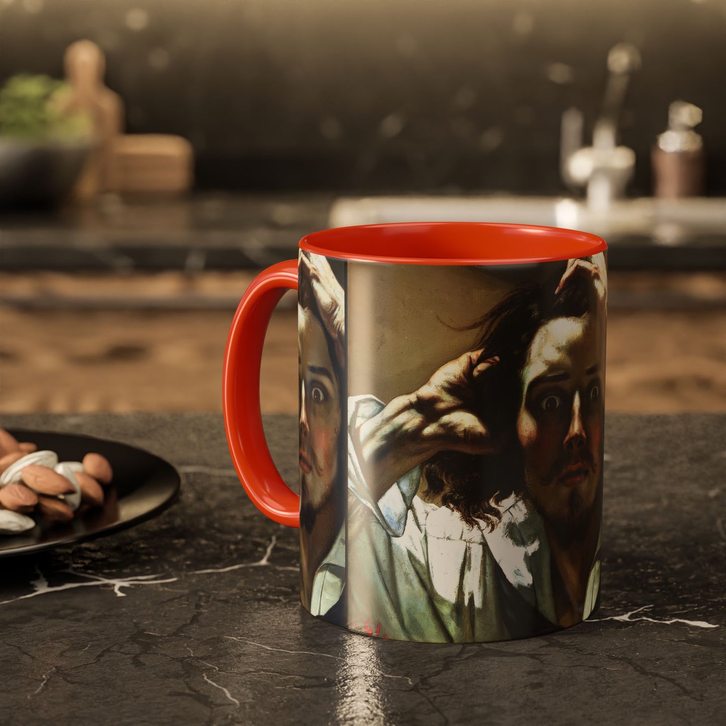 Courbet, Gustave - The Desperate Man (1843) - Colorful Accent Mugs