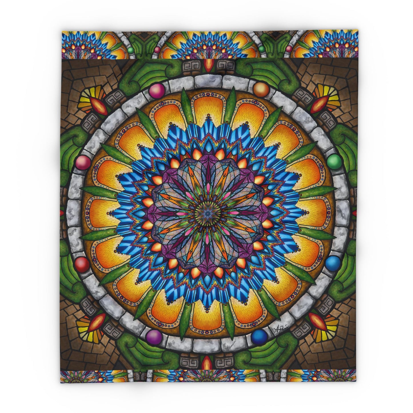 Pacio, Adam - Emerald Arrows Mandala - Arctic Fleece Blanket