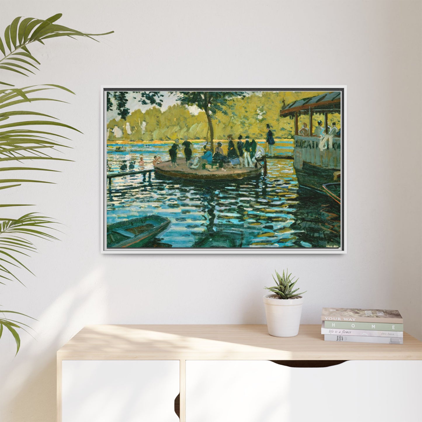 Monet, Claude - La Grenouillere (1869) - Matte Canvas, Framed