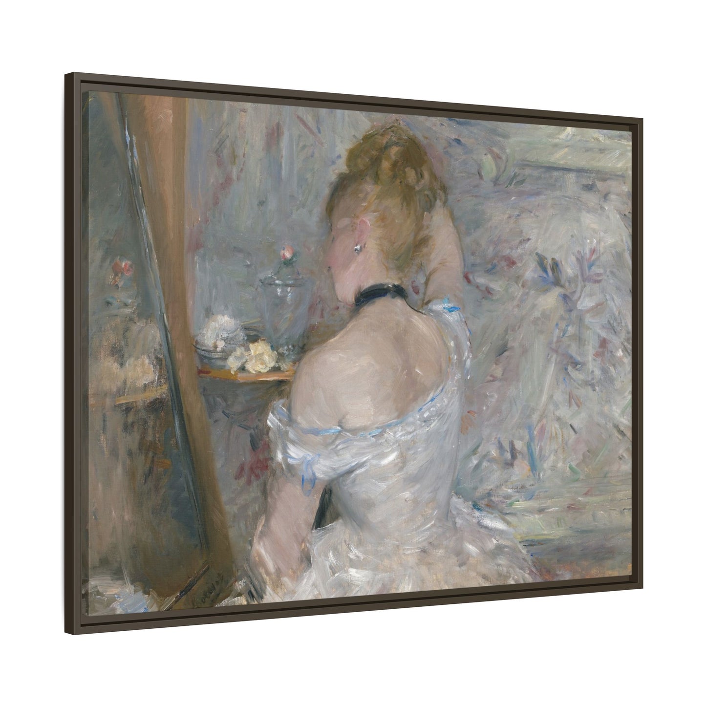 Morisot, Berthe - Woman at Her Toilette (1880) - Matte Canvas, Framed