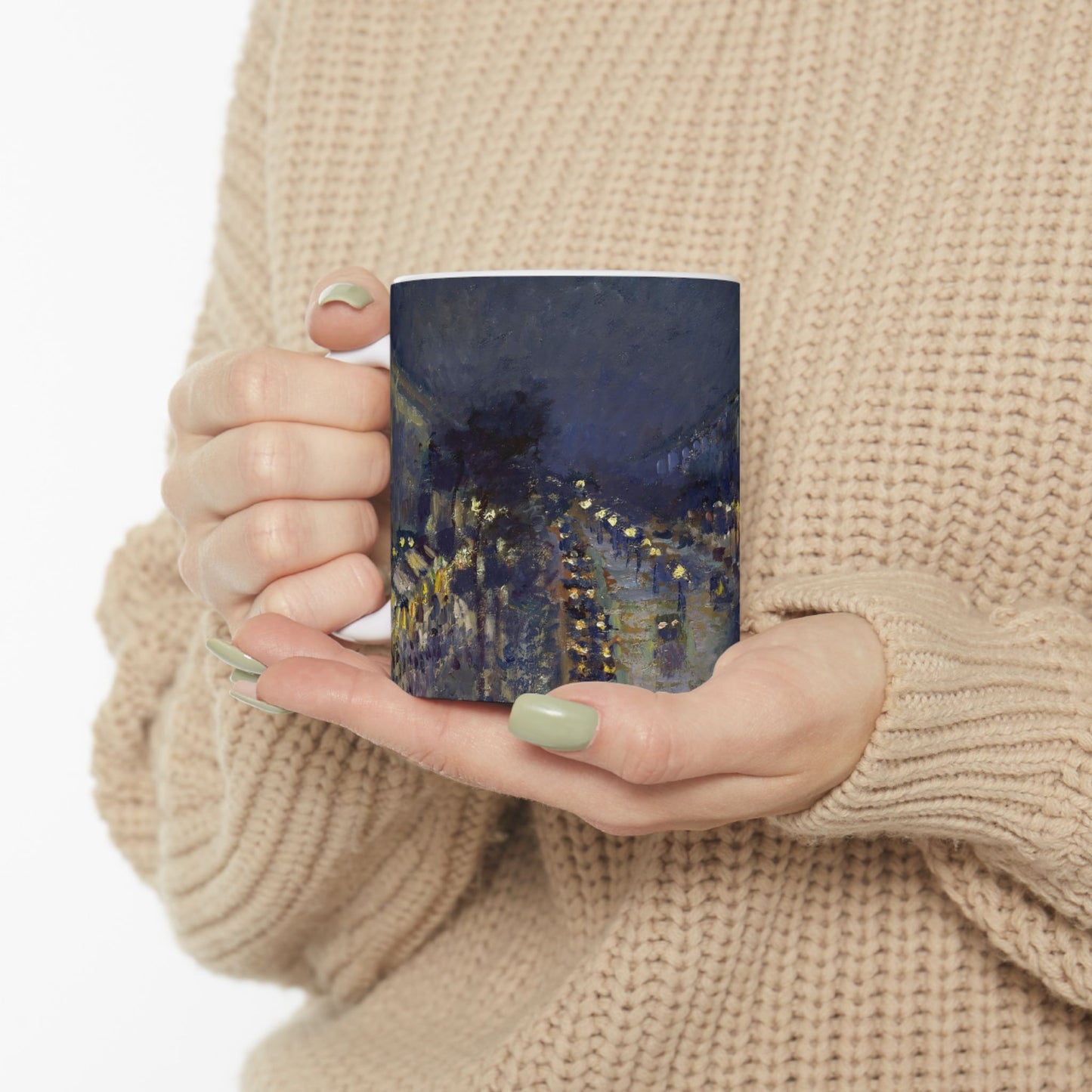 Pissarro, Camille - The Boulevard Montmartre At Night (1897) - Ceramic Mug