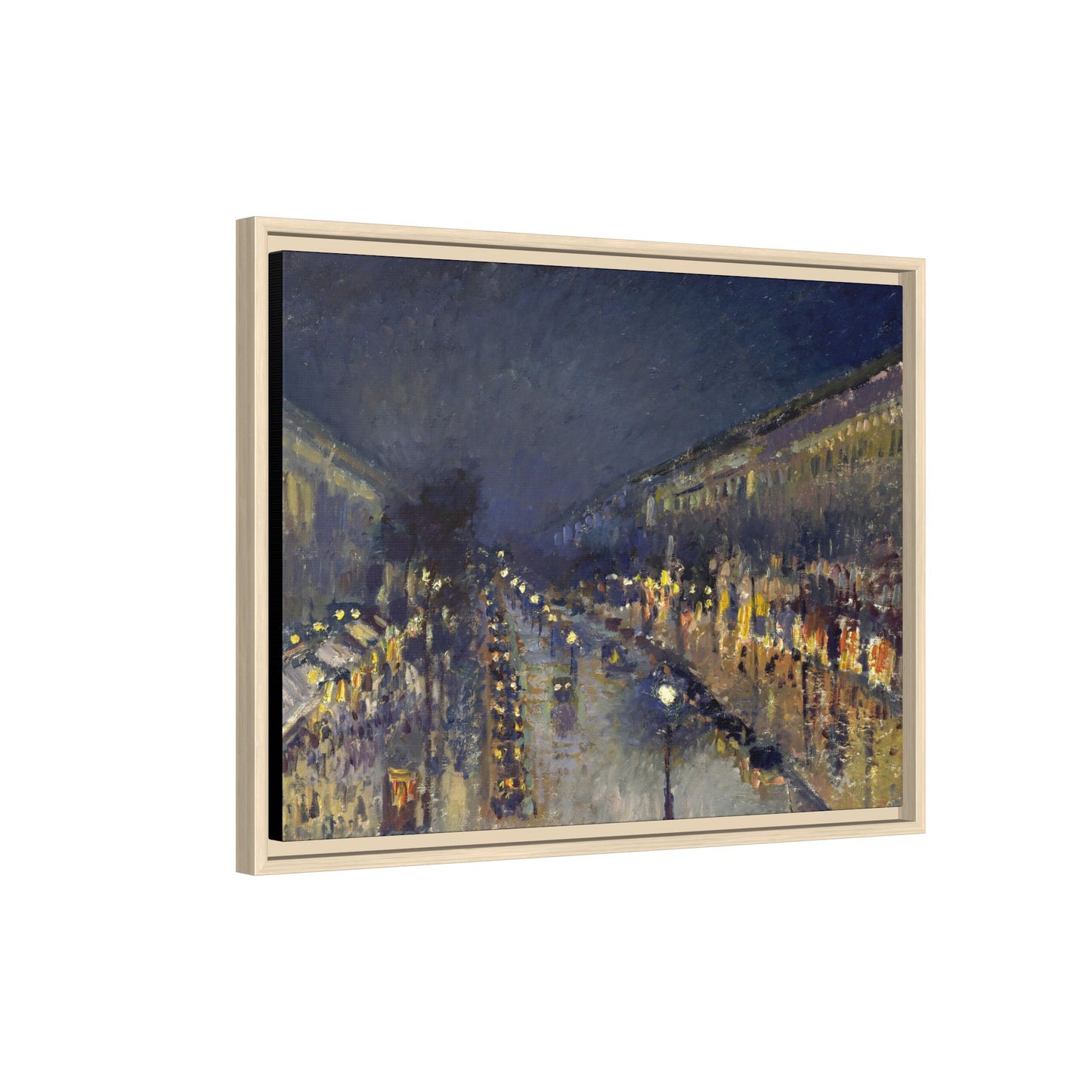 Pissarro, Camille - The Boulevard Montmartre At Night (1897) - Matte Canvas, Framed