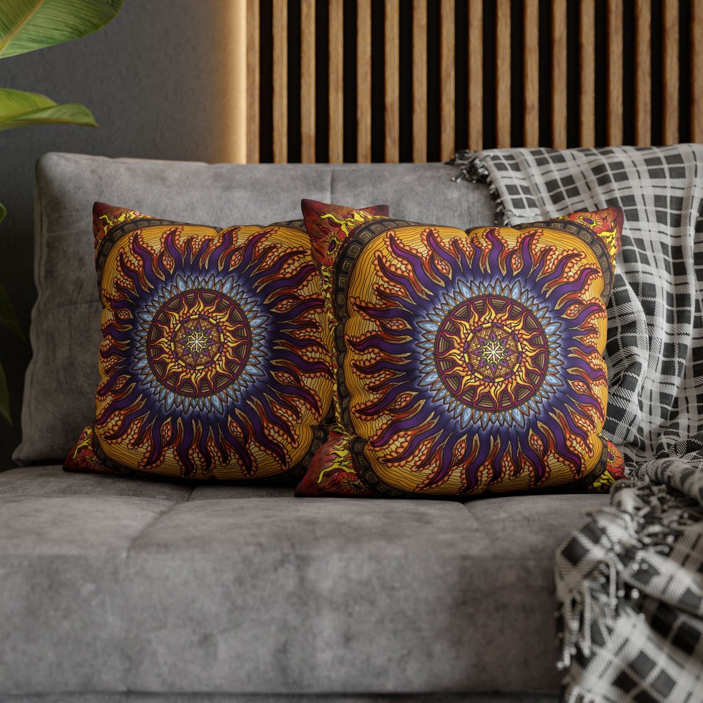Pacio, Adam - Solar Disc Mandala - Suede Square Pillowcase