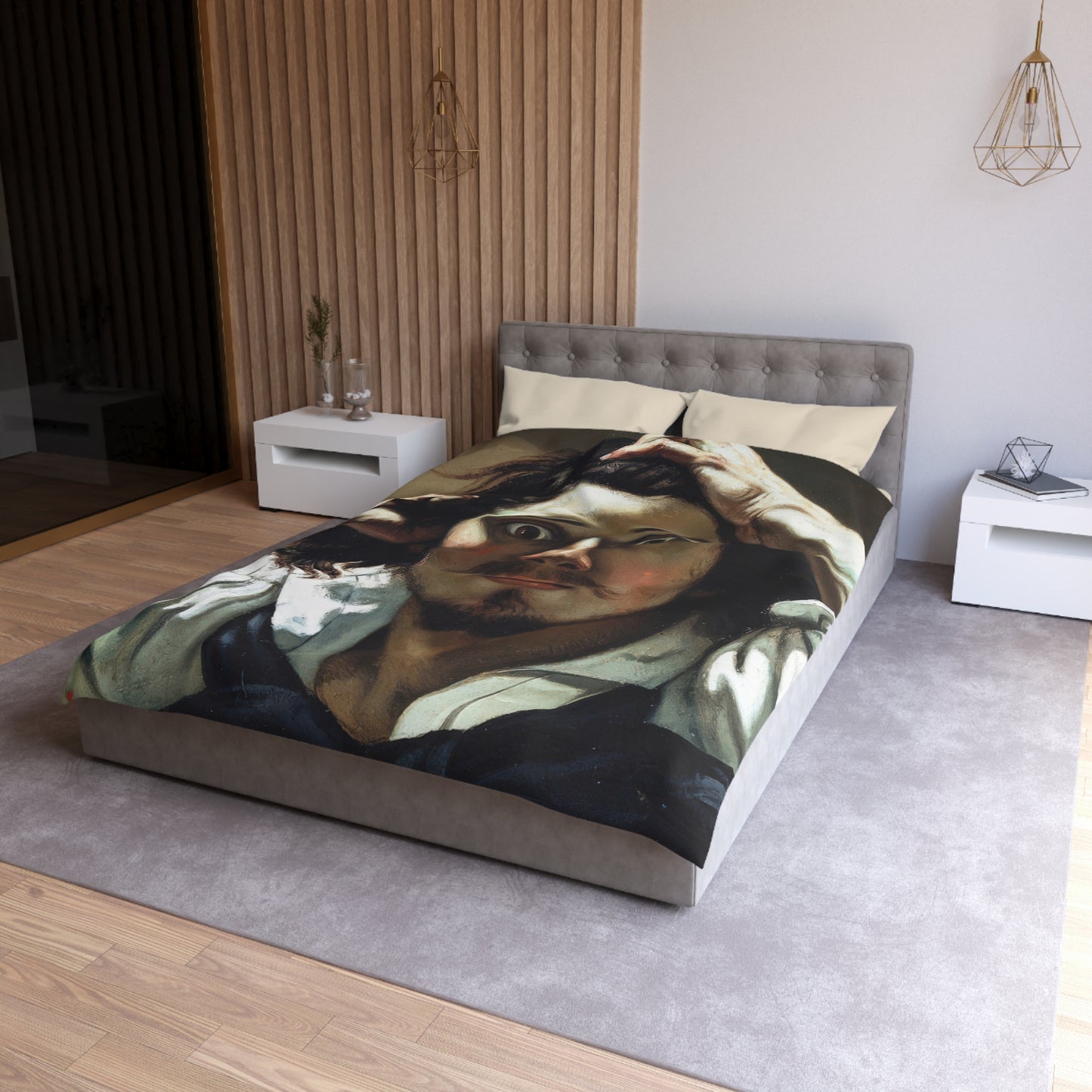 Courbet, Gustave - The Desperate Man (1843) - Microfiber Duvet Cover