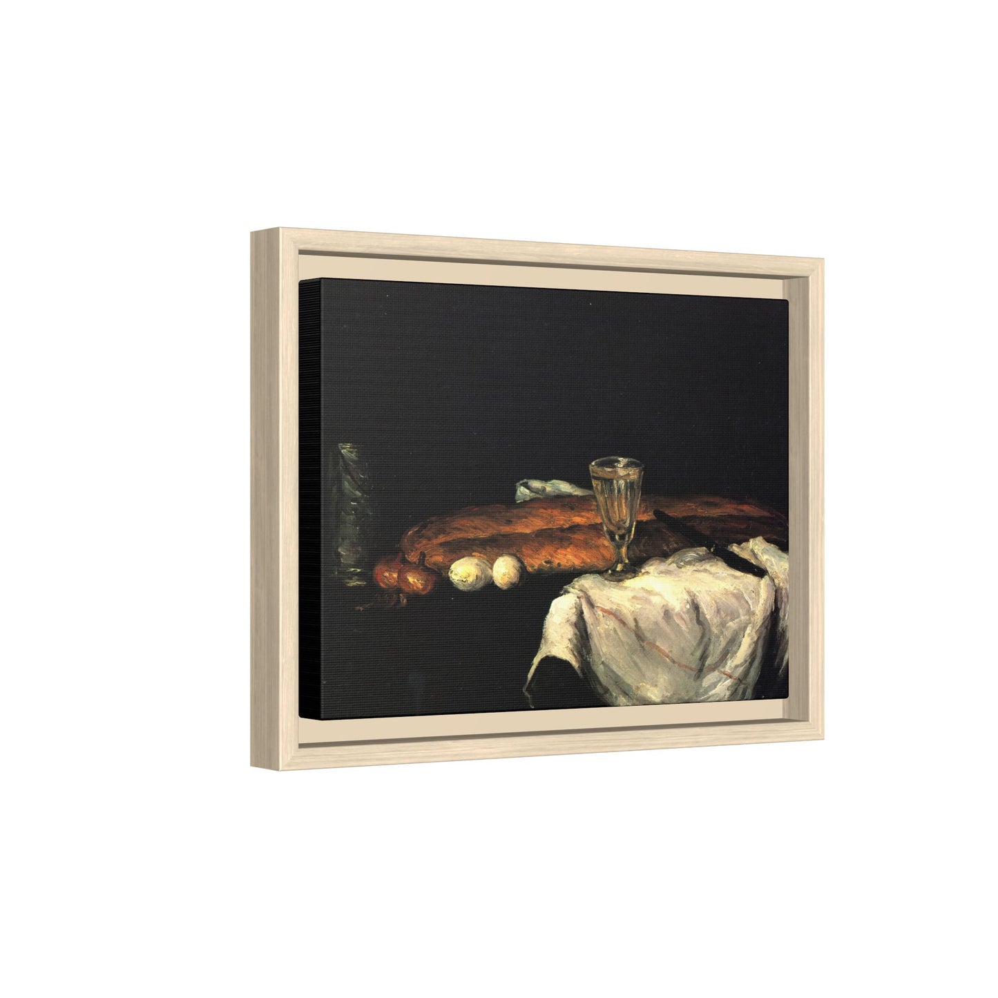 Cézanne, Paul - Still Life with Bread and Eggs (1865) - Matte Canvas, Framed