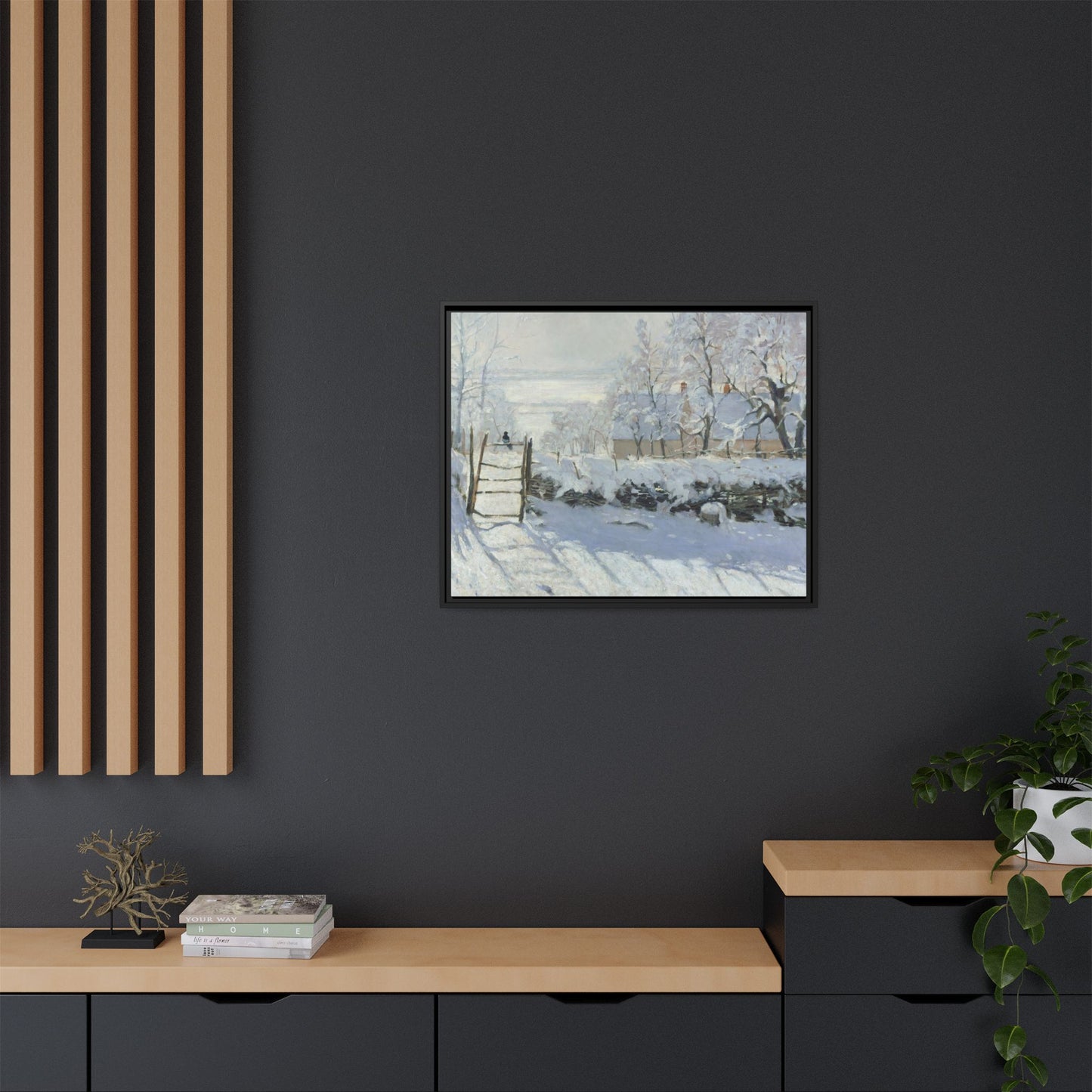 Monet, Claude - The Magpie (1868) - Matte Canvas, Framed