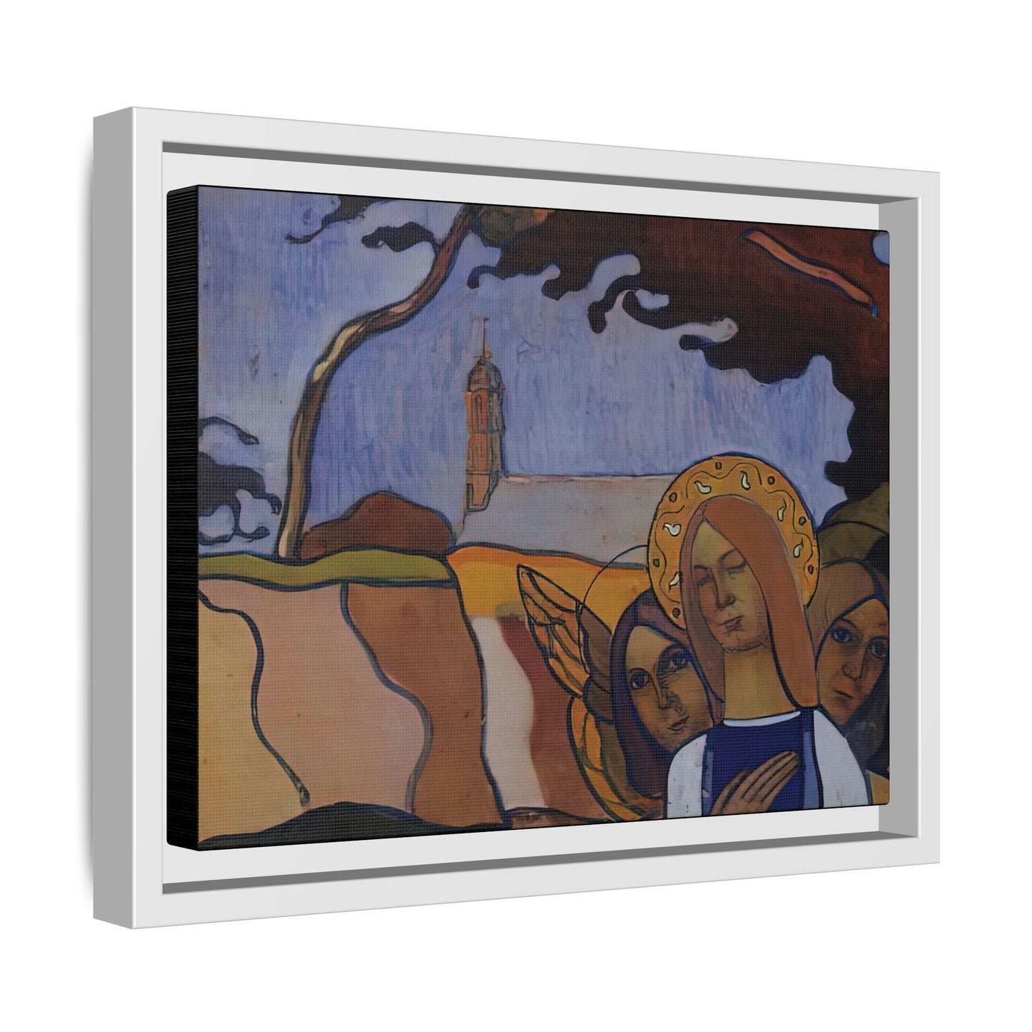 Filiger, Charles - Virgin and Two Angels (1895) - Matte Canvas, Framed