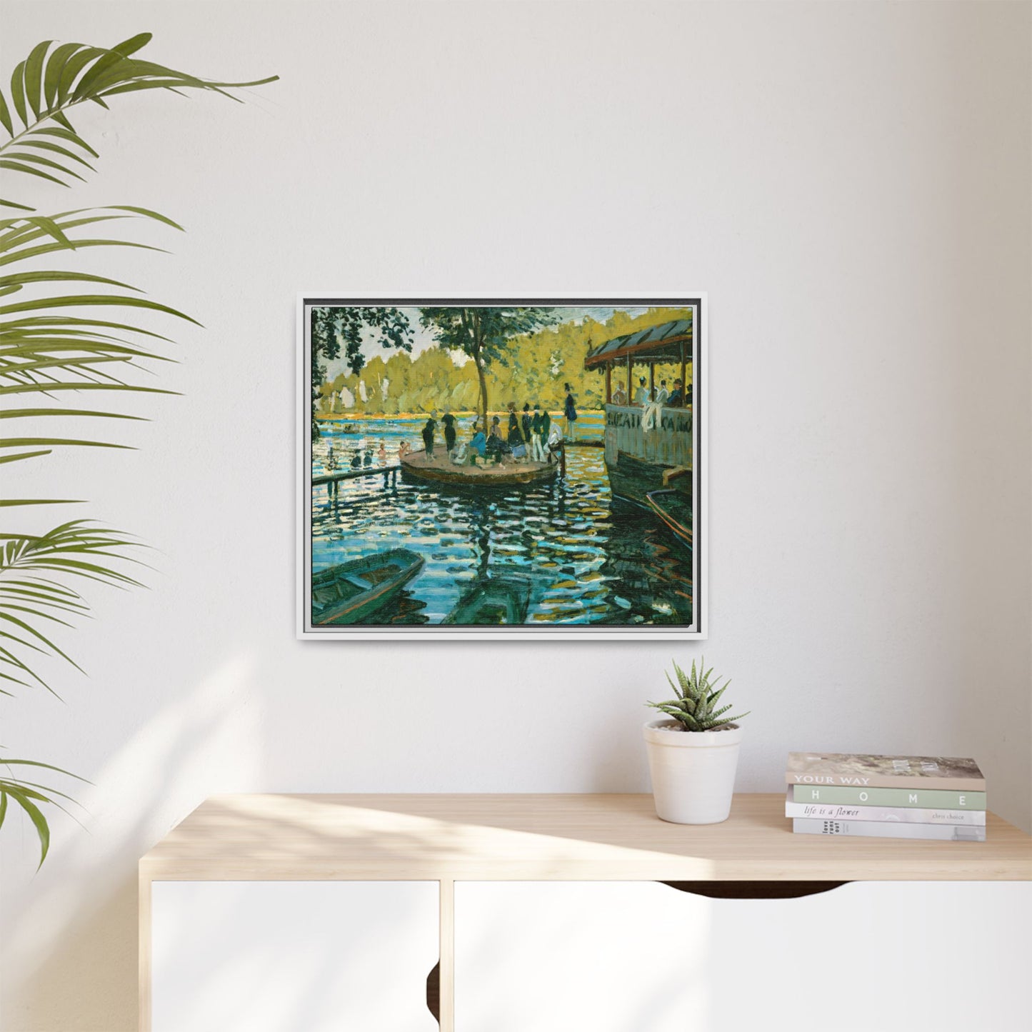 Monet, Claude - La Grenouillere (1869) - Matte Canvas, Framed