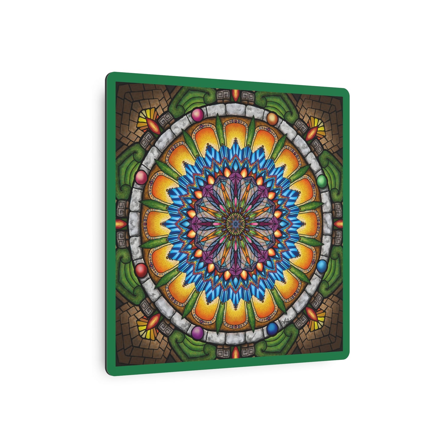 Emerald Arrows Mandala - Metal Sign