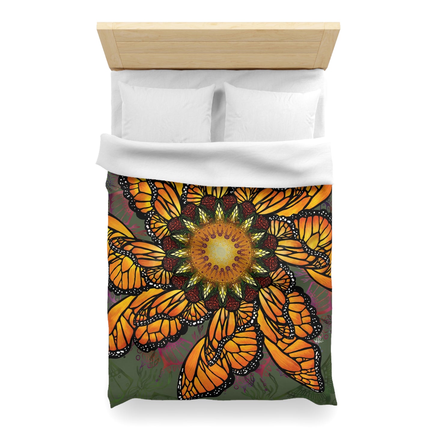 Pacio, Adam - Monarch Butterfly Mandala - Microfiber Duvet Cover