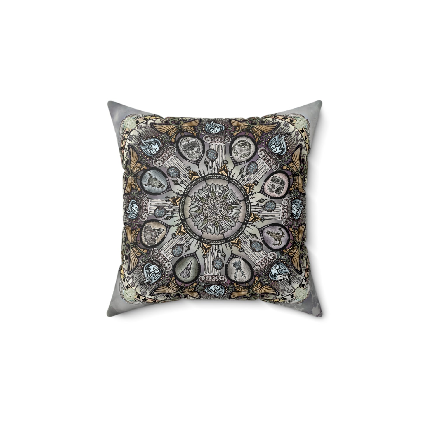 Pacio, Adam - Memento Mori Mandala - Suede Square Pillow