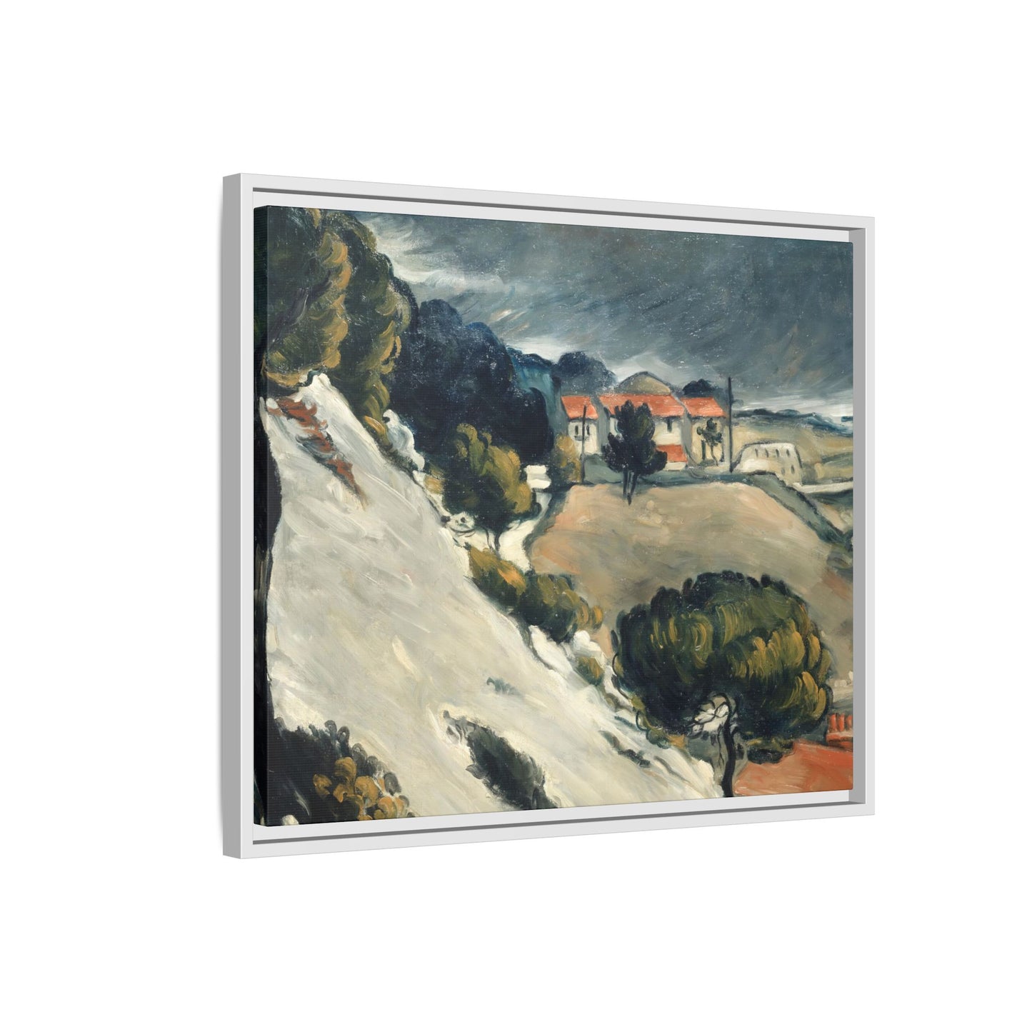 Cézanne, Paul - L’Estaque, Melting Snow (1870) - Matte Canvas, Framed